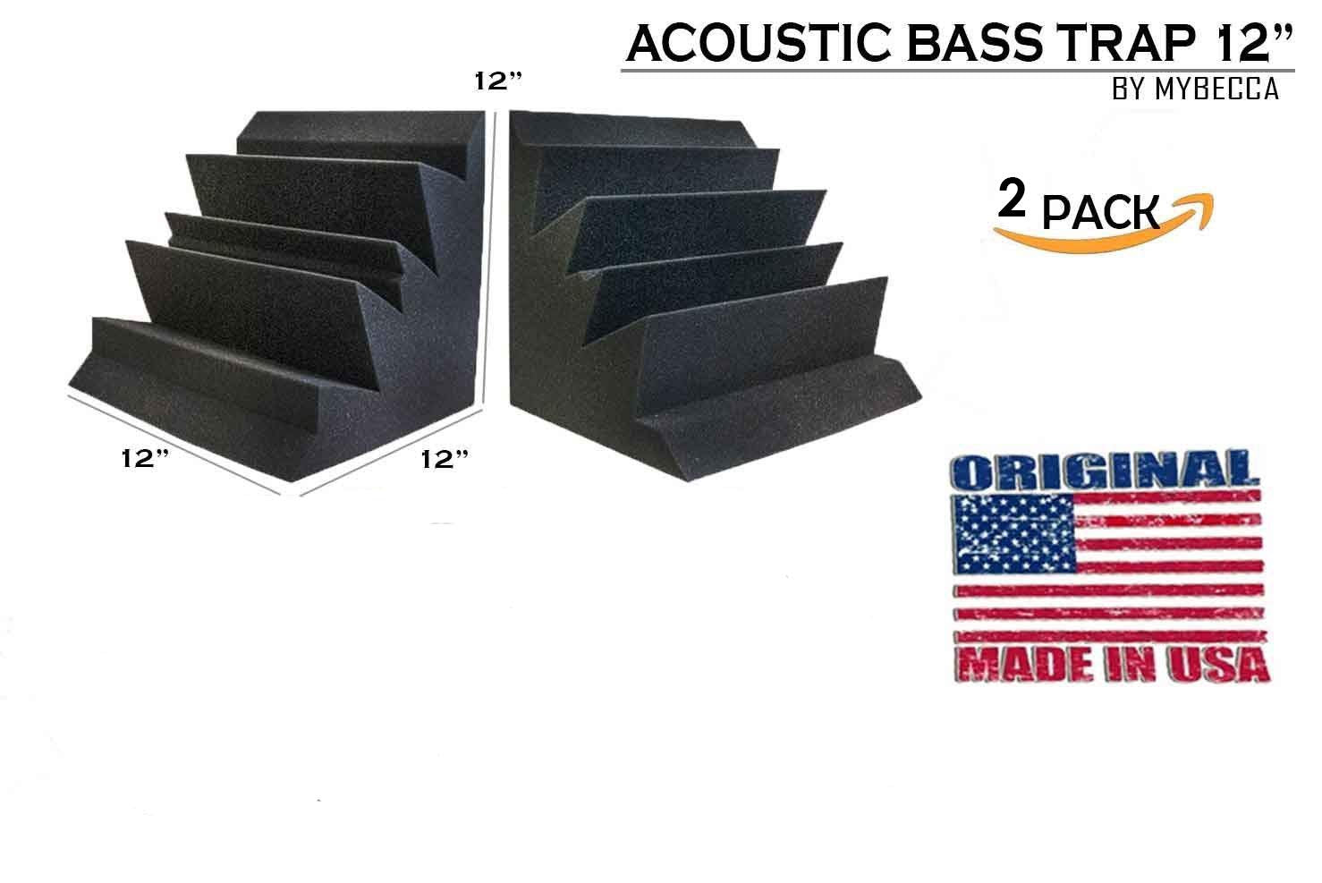 Set of 2 - Acoustic Foam Bass Trap Studio Soundproofing Corner Wall 12'' x 12'' x 12''