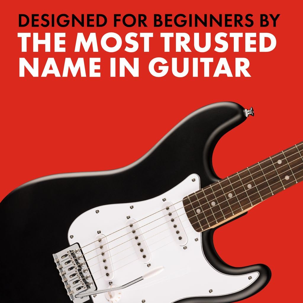 Fender Squier Debut Series Stratocaster Electric Guitar, Beginner Guitar, with 2-Year Warranty, Includes Free Lessons, Black wit