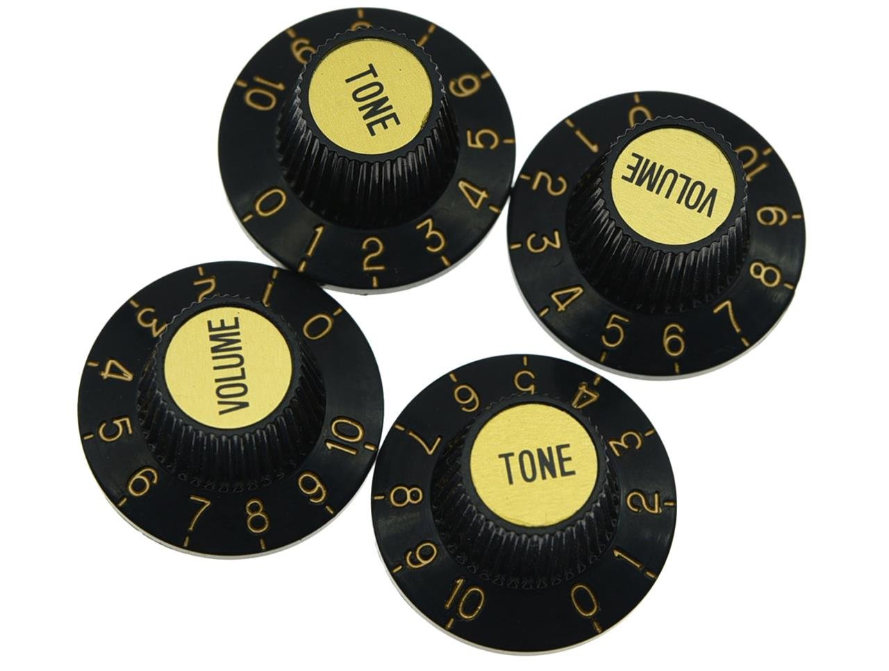 Dopro 4pcs Black with Gold Cap LP Metric Guitar Witch Hat Knobs Top Hat Knobs for SG Epi Les Paul