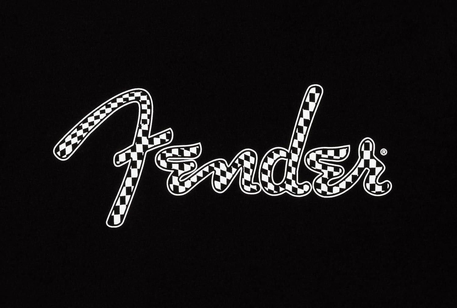 Fender Spaghetti Wavy Checker Logo T-Shirt, 100% Cotton, Black, Small