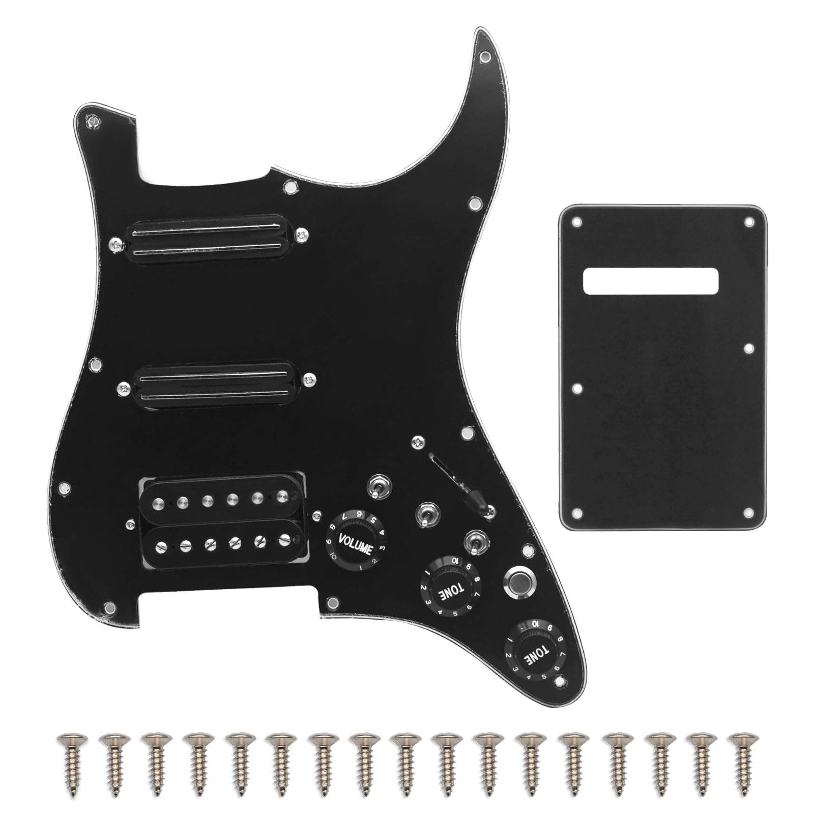 SAPHUE SSH-Coil Splitting Electric Guitar Pickguard Two Mini Humbucker + ONE Humbucker(9K/9K/15K)+Silence Switch Loaded Prewired