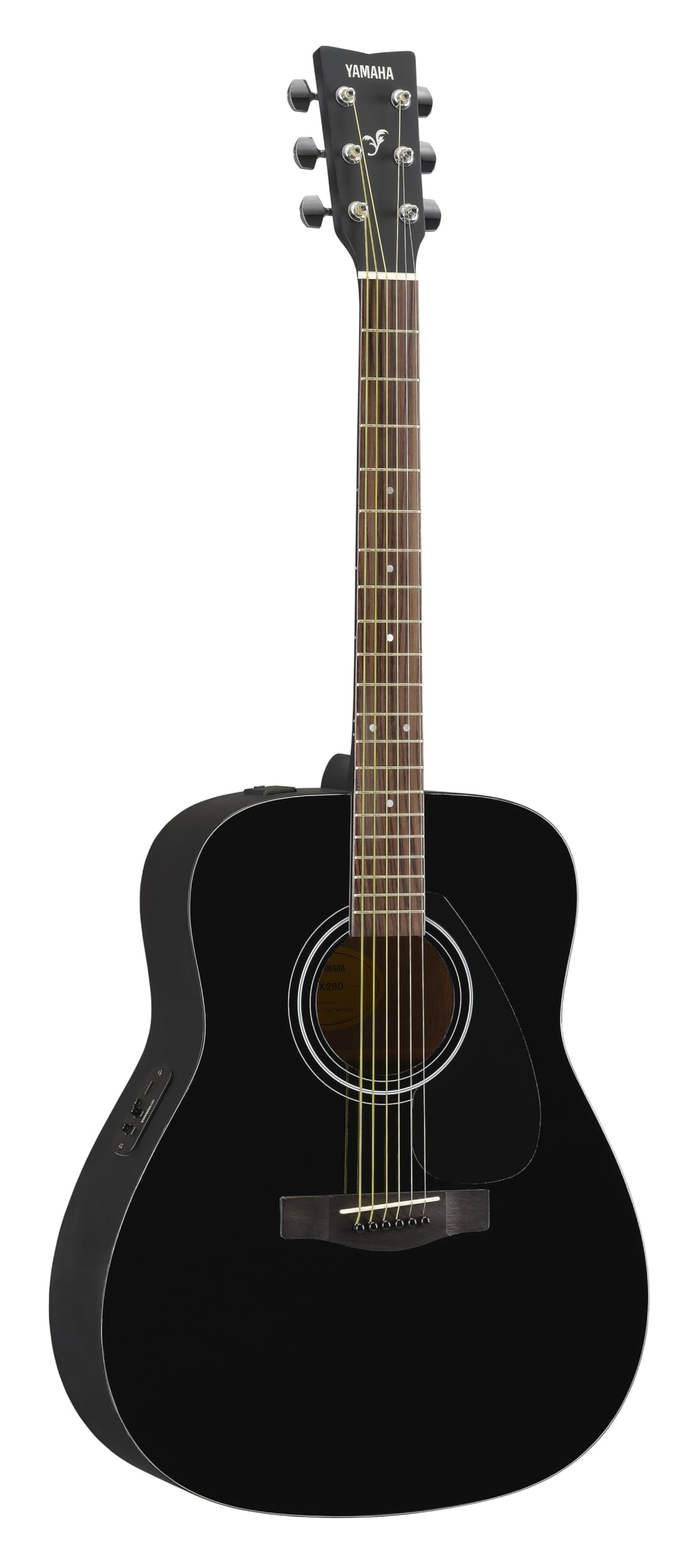 Yamaha Fx280 Electro-Acoustic Guitar  Black Finish, 6-String, Cutaway Design, Spruce Top, Rosewood Fretboard, Ideal For Beginner