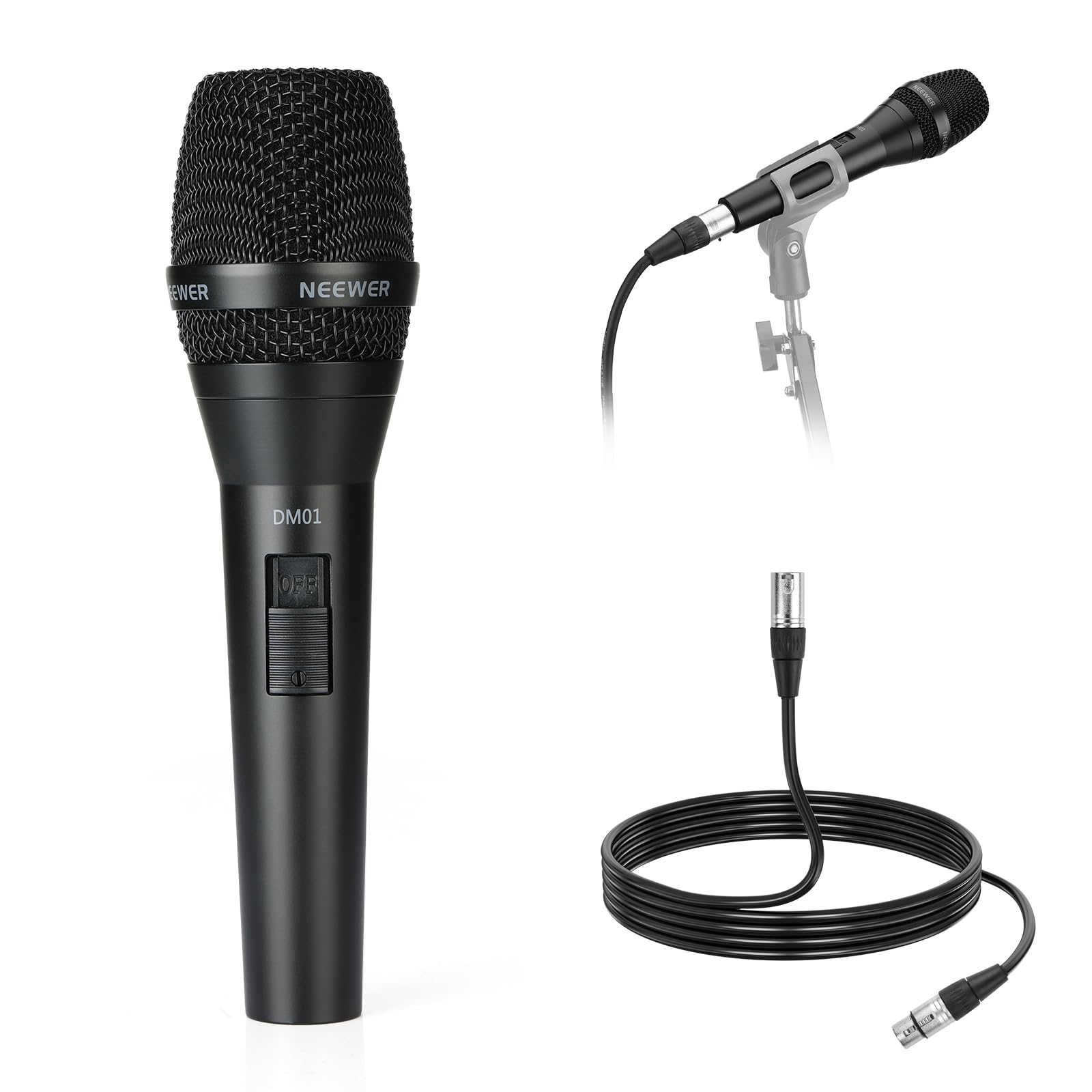 NEEWER DM01 Cardioid Dynamic Microphone with XLR Cable for Podcast Singing PC Gaming Streaming Studio Vocals, Speeches, Live Per
