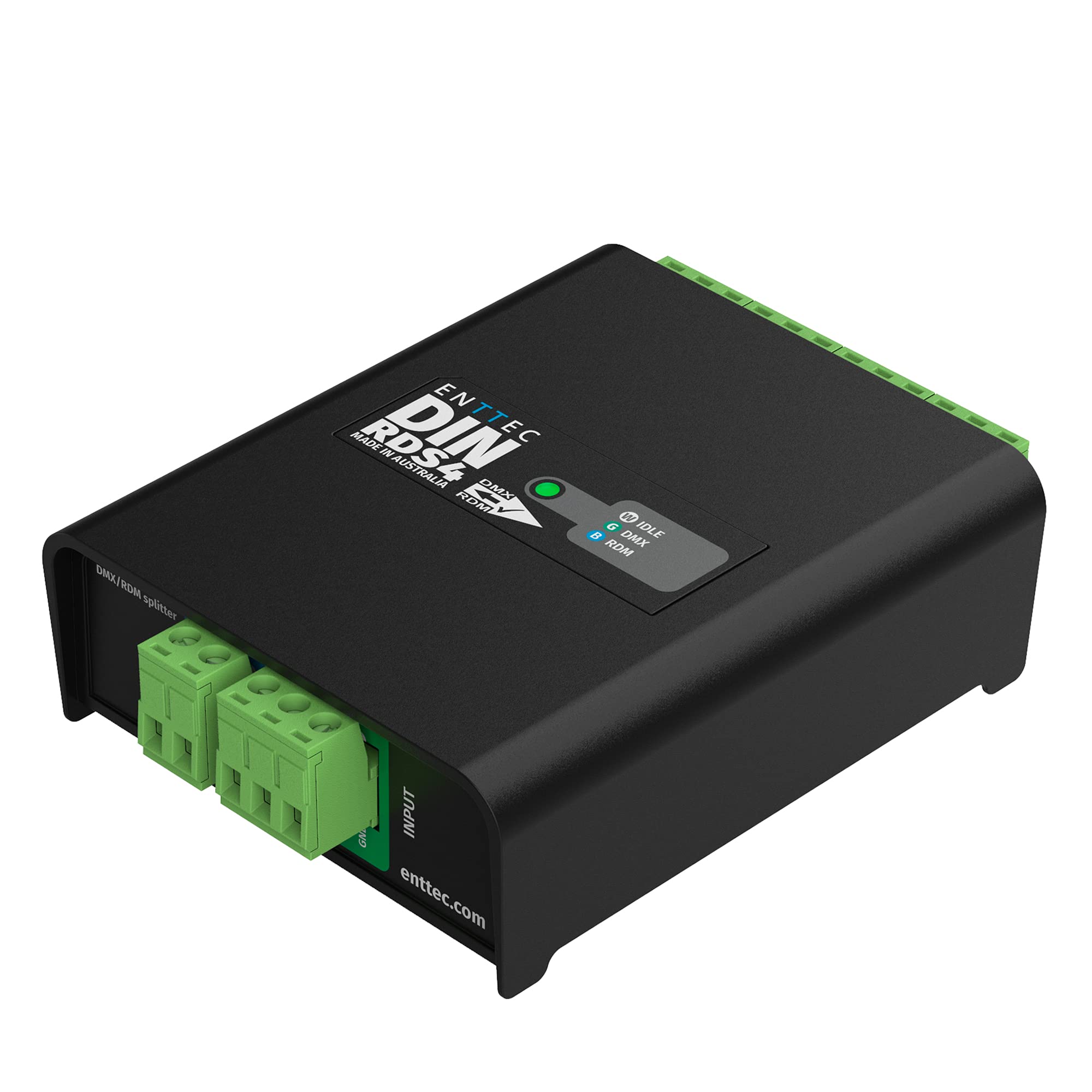 Enttec DIN RDS4 mk2 72004 4 Port DMX / RDM DIN Rail Isolated Splitter Black