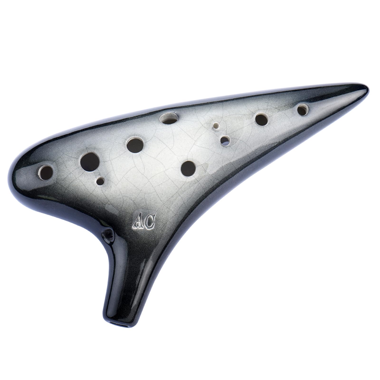 Joy of Wood Thrush 12 Hole Alto C Sweet Potato Ocarina Pottery Ocarina with a Protective Bag and Songbooks (Gradient Black)