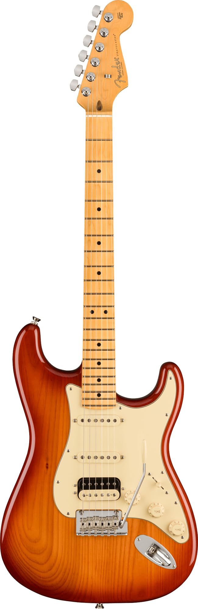 Fender American Professional II Stratocaster HSS - Sienna Sunburst Bundle With Case, Strap, Cable, and Guitar Cleaning Kit