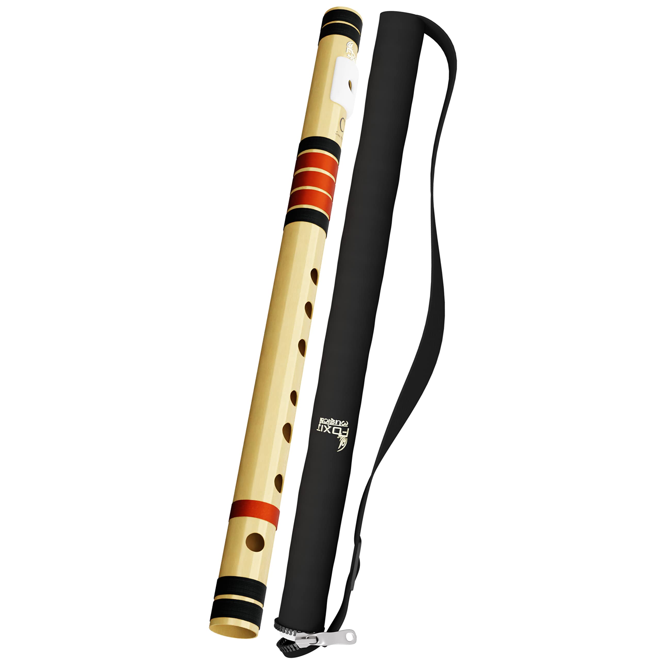 Foxit Musical Flutes Right Handed C Natural Tuned With Tanpura A=440Hz Pvc Fiber (With Carry Bag) (Pvc C Natural Dark Maroon & R