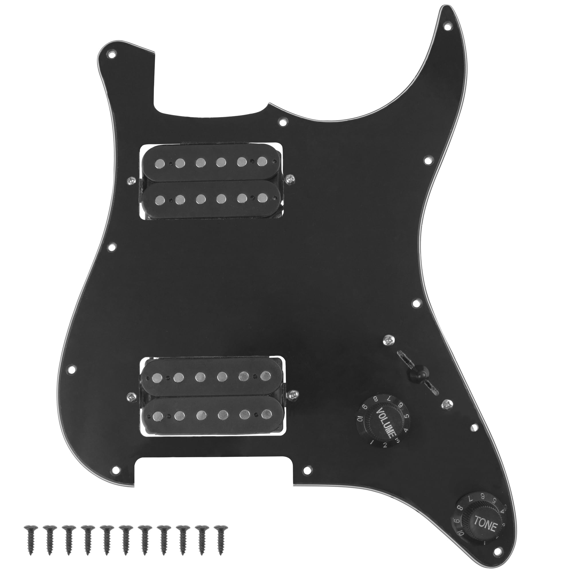Yootones 11-Hole 3-Ply Hh Prewired Loaded Pickguard W/Alnico 5 Hh Humbucker Pickups Compatible With Usa/Mexican Fender Standard