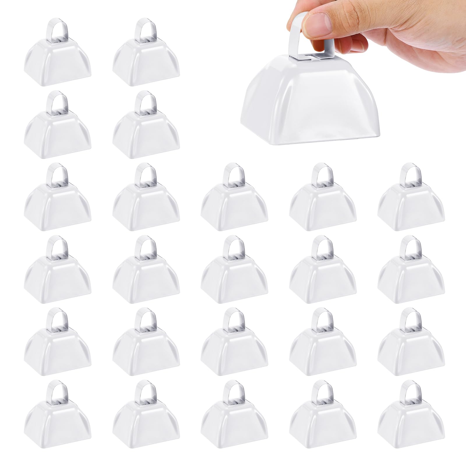 PATIKIL 3inch Cow Bells for Football Games, 24pcs Cowbells for Sporting Events Bulk Loud Noise Makers Metal Cow Bell with Handle