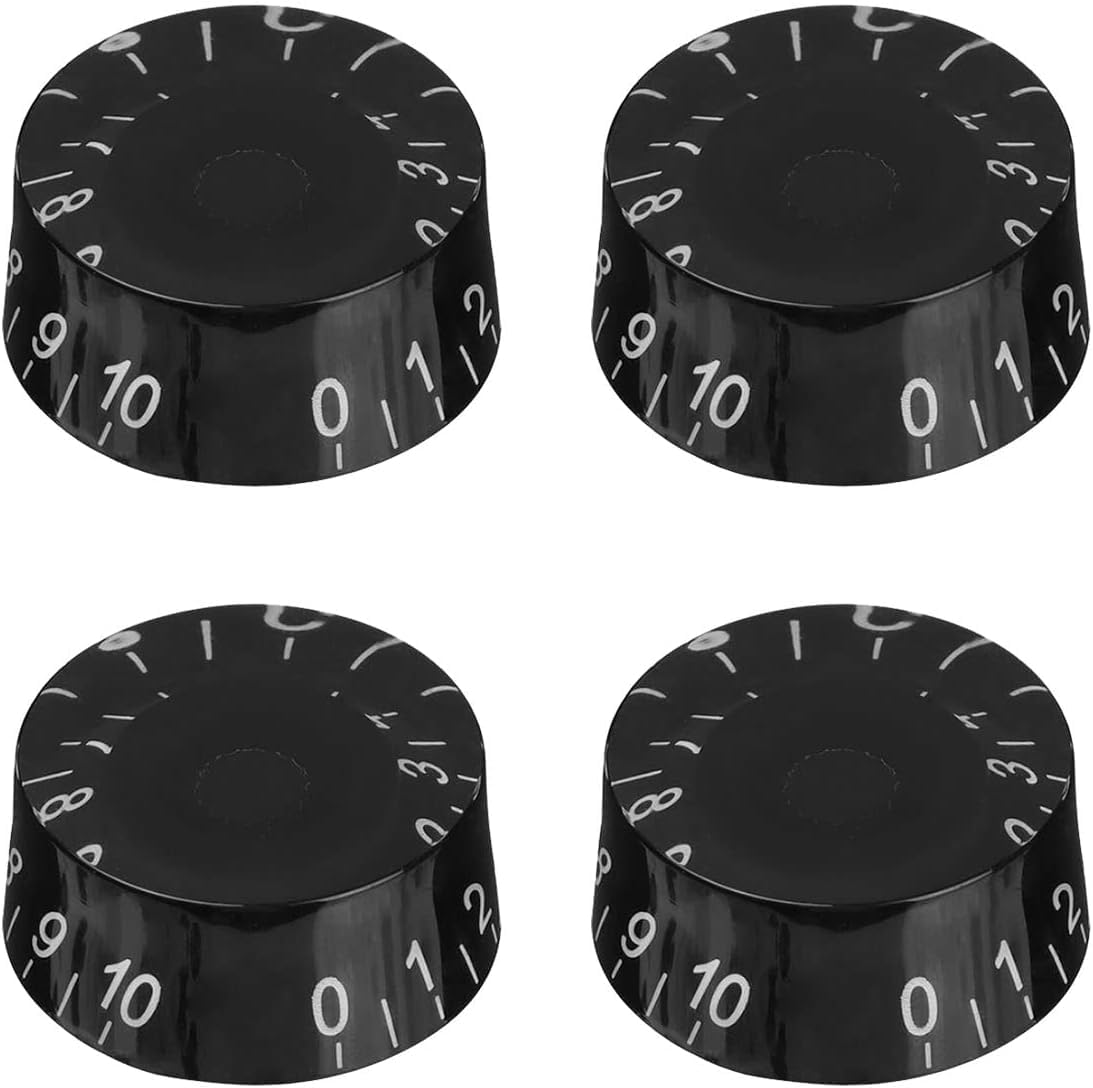Samherome 4 Colors 16pcs Classic Dark Colors Electric Guitar Knobs Top Hat Volume Tone Control Knobs Turning Speed Control Knob