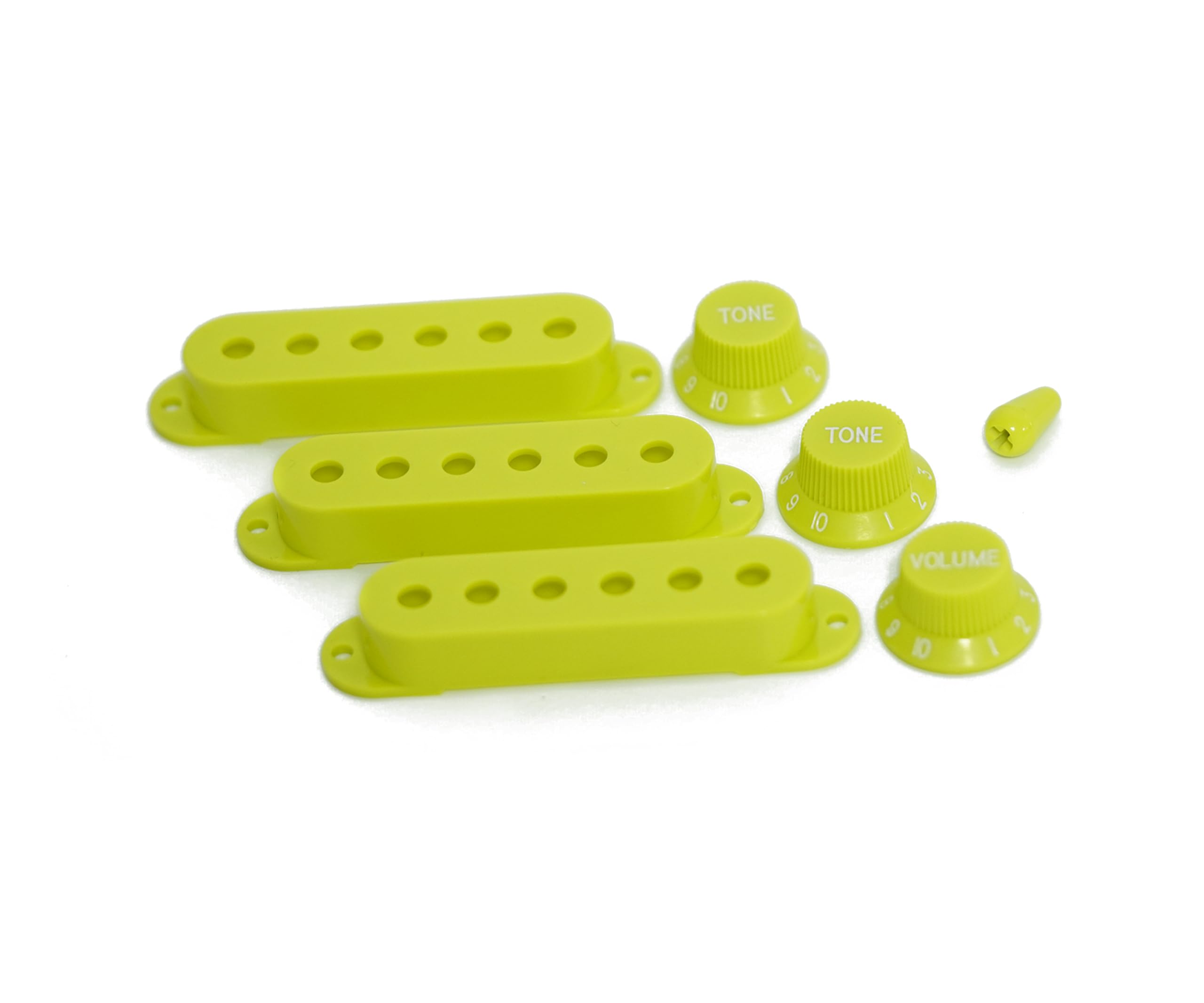 Guyker 3Pcs Plastic Guitars Single Coil Pickup Covers (52Mm Pole Spacing) & 1 Volume 2 Tone 1V2T Switch Knobs & Switch Tip Cap P