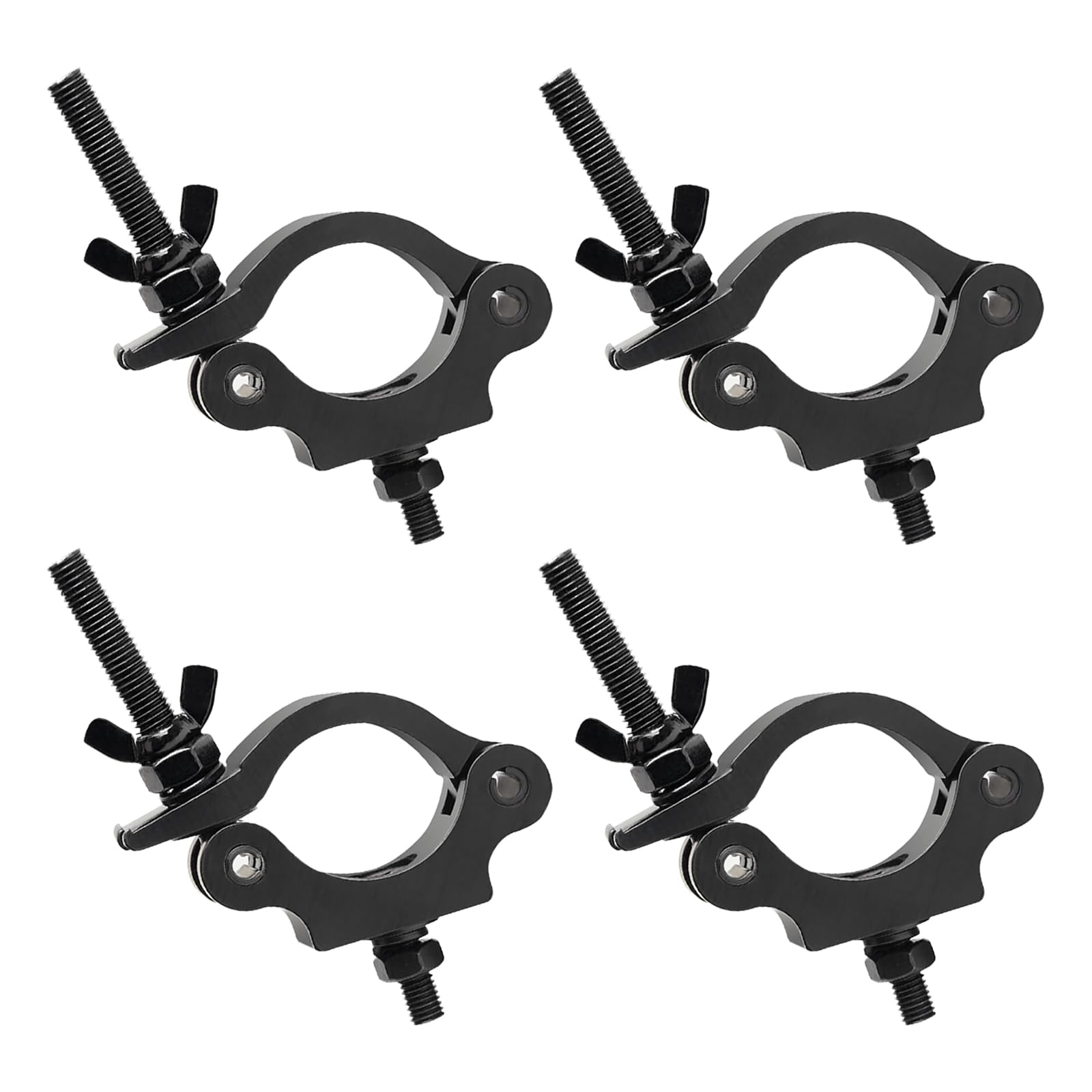 jindaaudio Black Clamps for Lights, Stage Lighting Accessories(4pack), Lighting O Clamps, Quick Release Truss Clamp, 40-52mm (1.