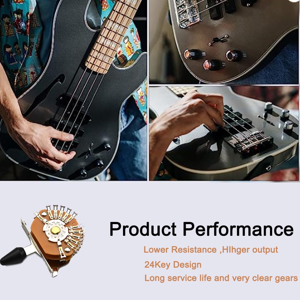 SoulDiM Guitar 5 Way 24 Keys Super Toggle Switch Pickup Selector Super 4-Pole Double Wafer for Strat/Tele Guitars with Black/Ivo