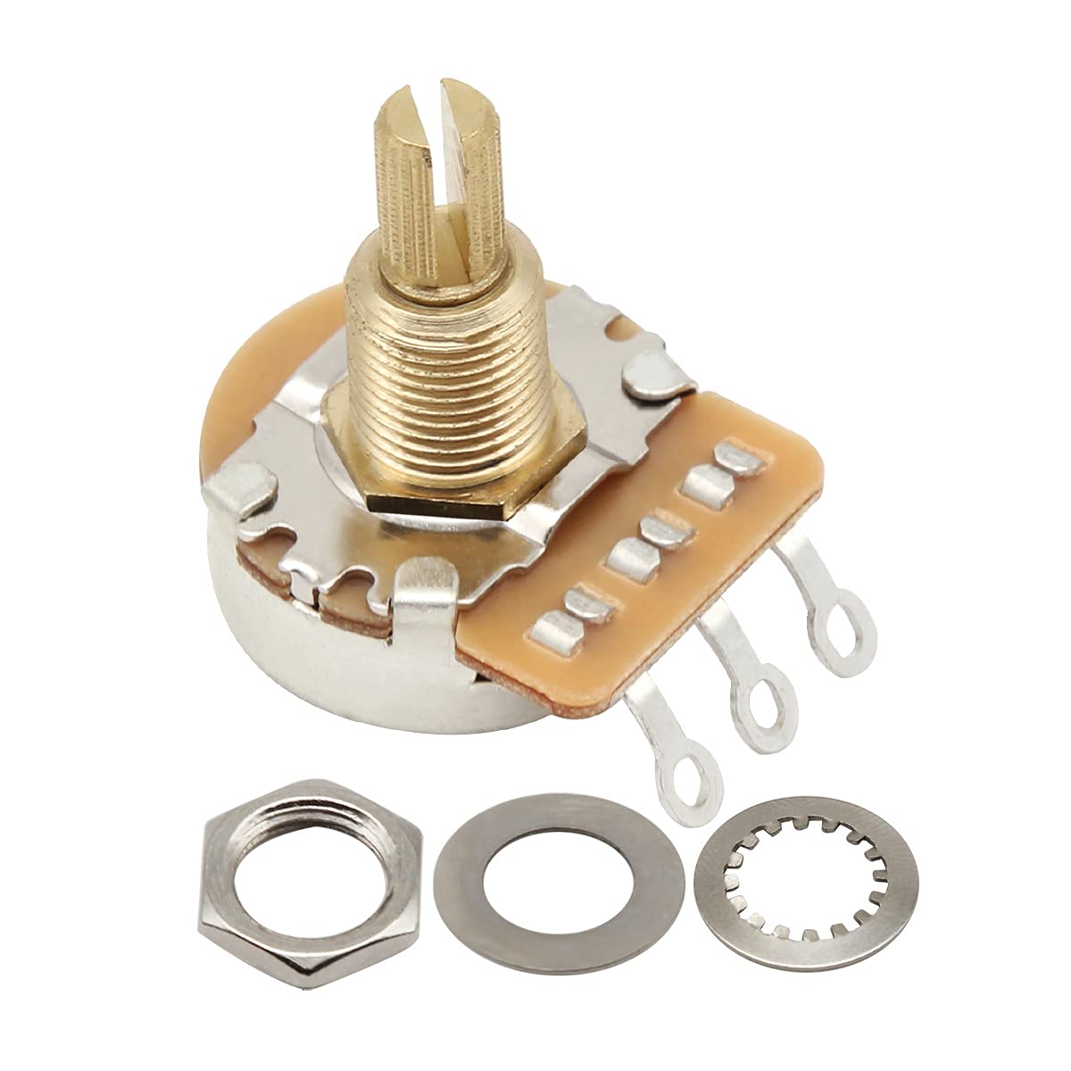 FLEOR 2pcs A250K Audio Pots 19mm Long Split Shaft Guitar Potentiometer, 24-Tooth