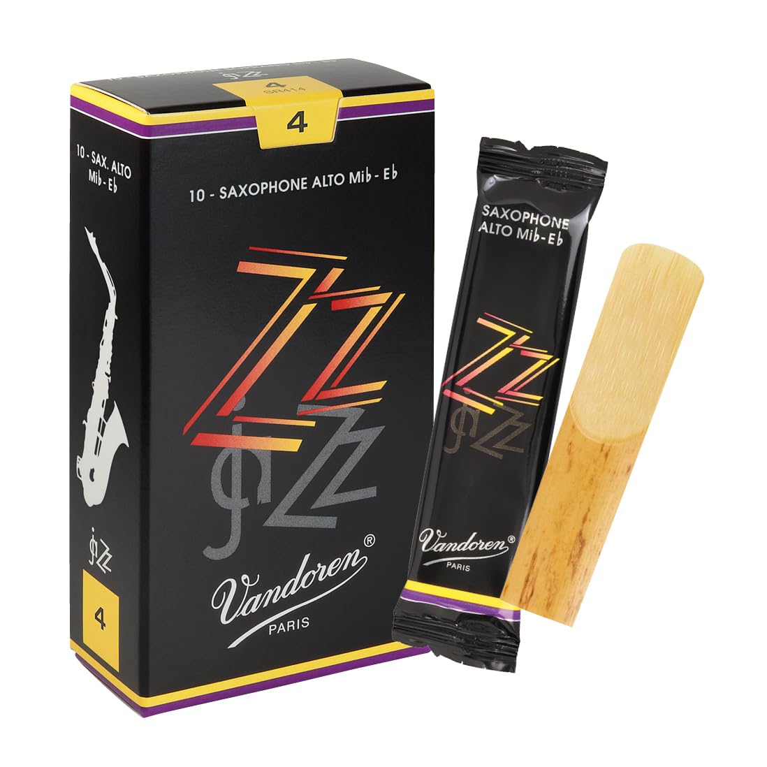 Vandoren SR414 Alto Sax ZZ Reeds Strength 4; Box of 10
