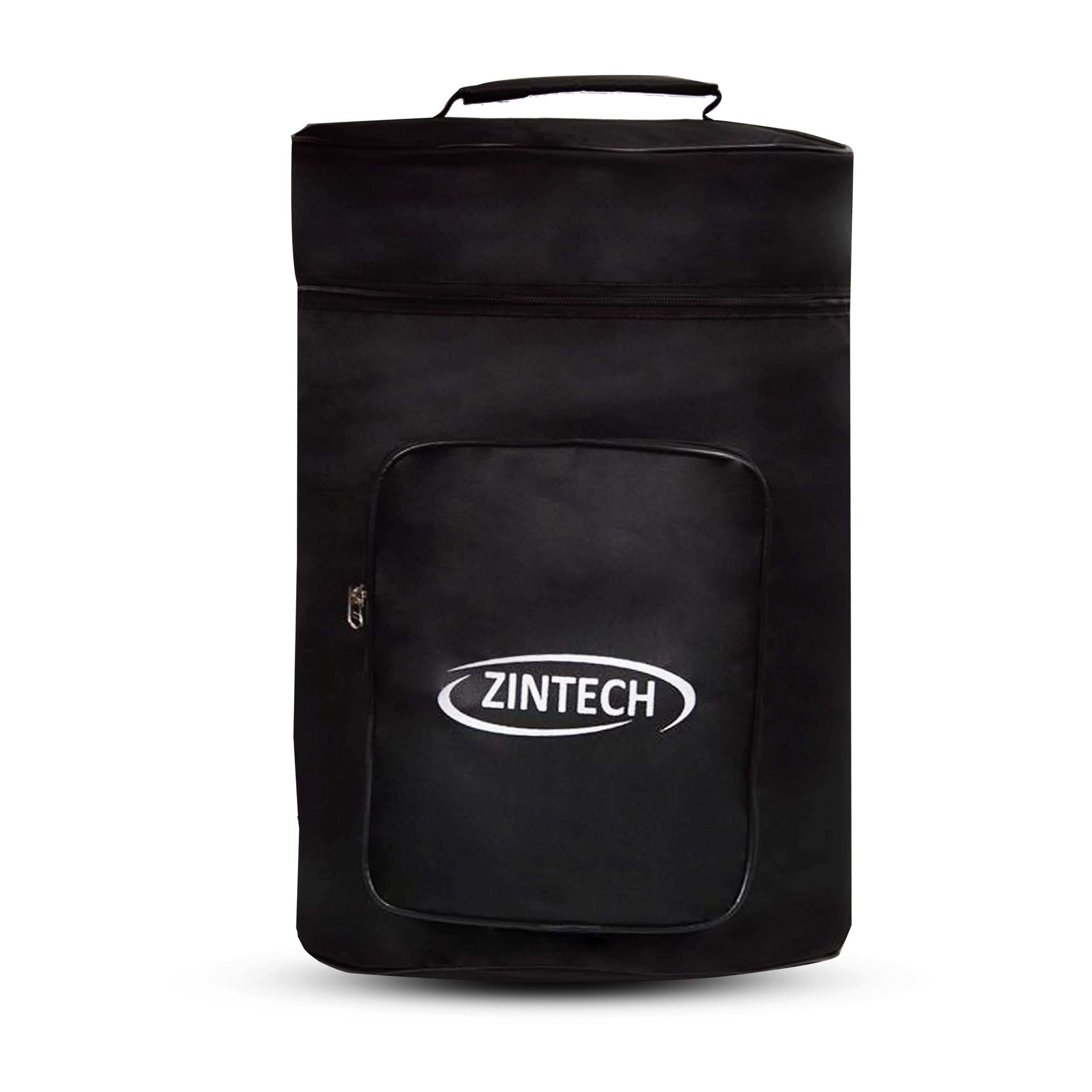 Zintech Dholak Bag, Black, Padded Carrying Case With Backpack Straps, Front Pocket, Top Handle, Nylon, 30X30X45 Cm
