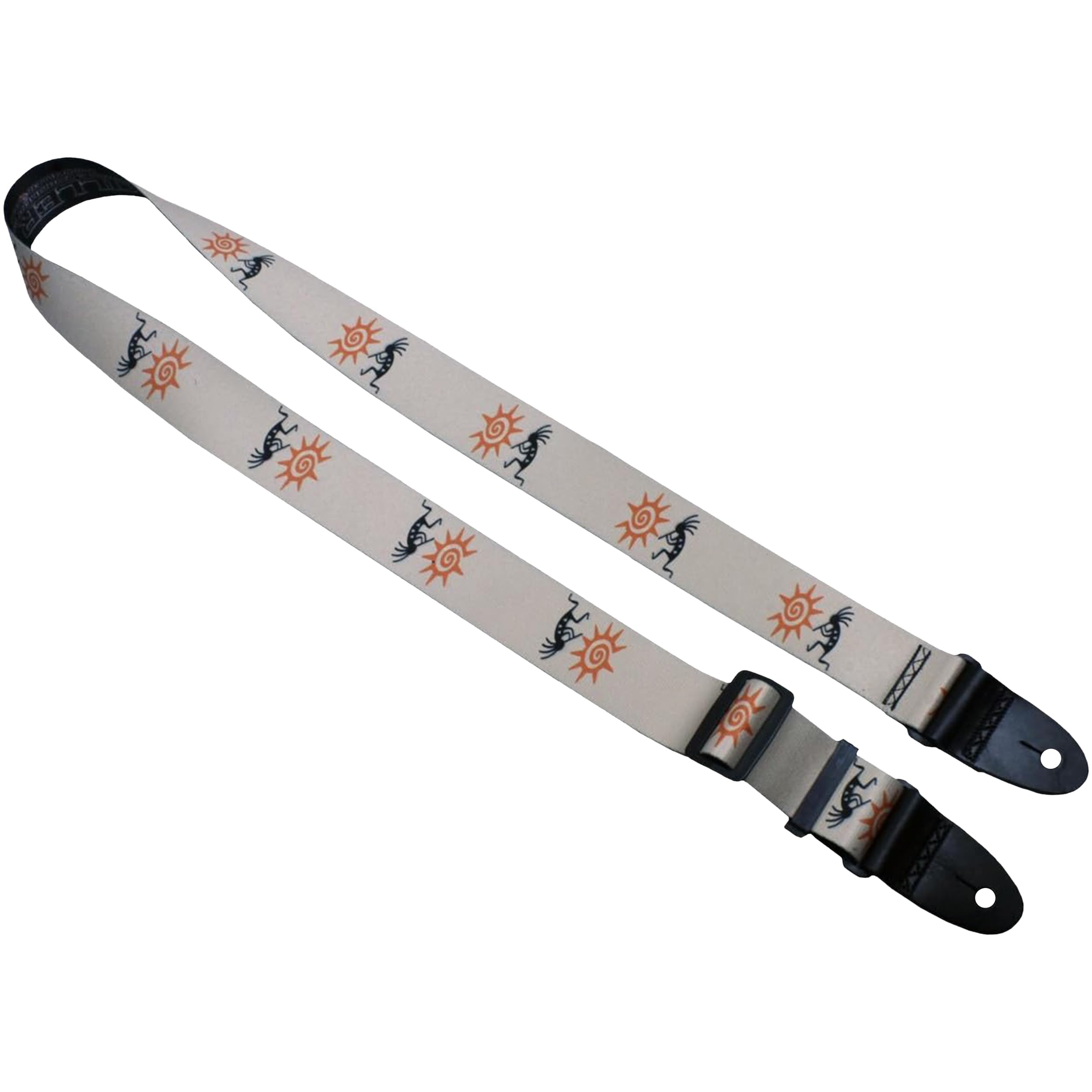 Killer-Q Guitar Strap - Stylish Straps for Electric and Acoustic Guitars With Leather Tabs, 2 Inches x 5 Feet, Kokopelli with Su