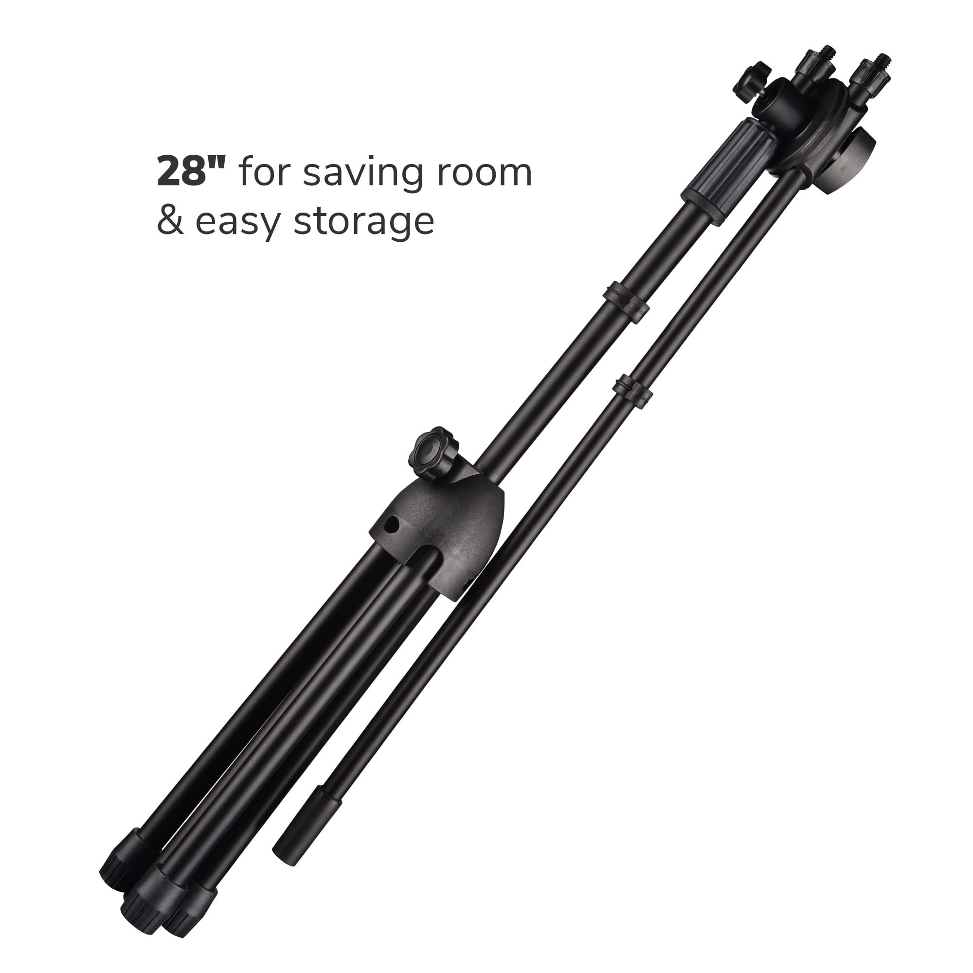 AW 4pcs Boom Mic Stand Floor Adjustable Height Mic Tripod Stand Dual Mic Clip Holder Folding Microphone Holder for Singing Live