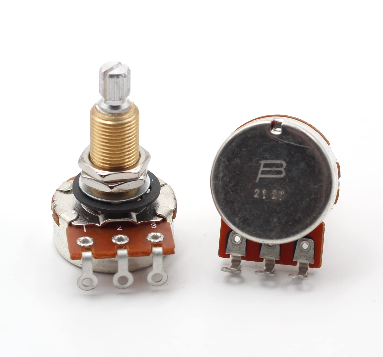 (4x) Bourns 500K LONG SPLIT Shaft Audio Potentiometers + (2x) .022uf Orange Drop Capacitors - For Electric Guitar