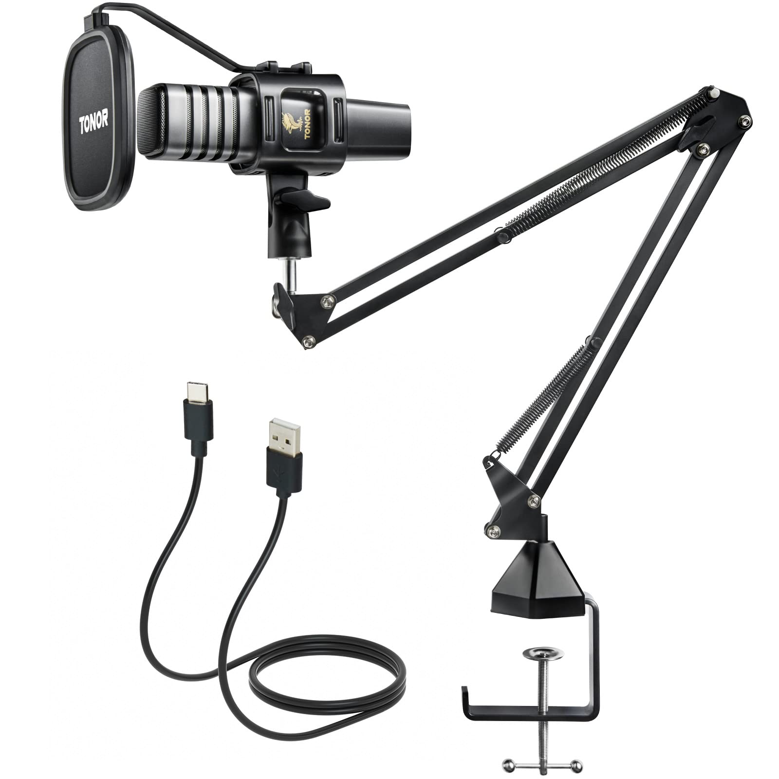TONOR USB Microphone Kit, PC Podcast Recording Cardioid Condenser Computer Mic Set for Gaming, Streaming, Singing, Voice Over, Y