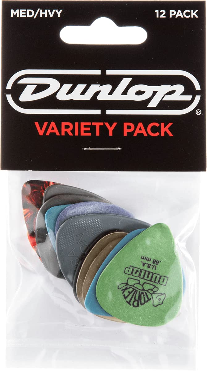 Dunlop Pick Variety Pack, Assorted, Medium/Heavy, 12/Player'S Pack