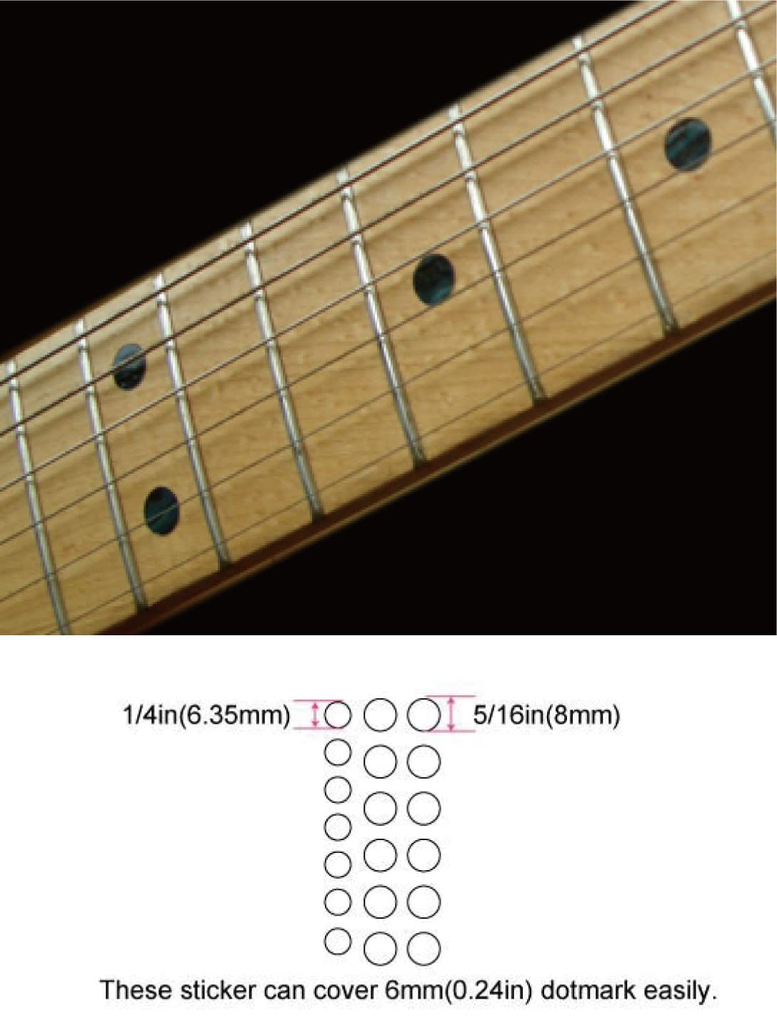 Inlay Sticker Fret Markers for Guitars & Bass - Custom Dots - Black Pearl