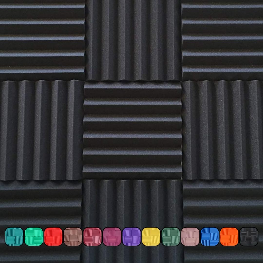 Professional Acoustic Foam Panels - Wedge Style 12X12X2    Tiles - 4 Pack - Studio Foam For Sound Dampening - Soundproofing Foam