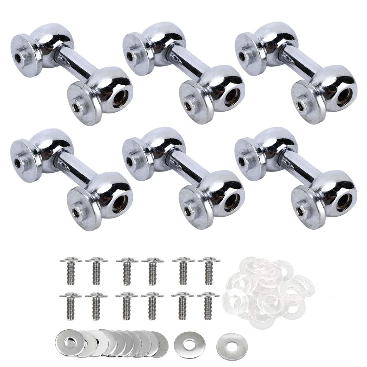 TUOREN 6pack Silver Drum Lugs Single End Tom Snare Drum Lugs with Mounting Screws Percussion Snare Drum Parts (26mm/1)