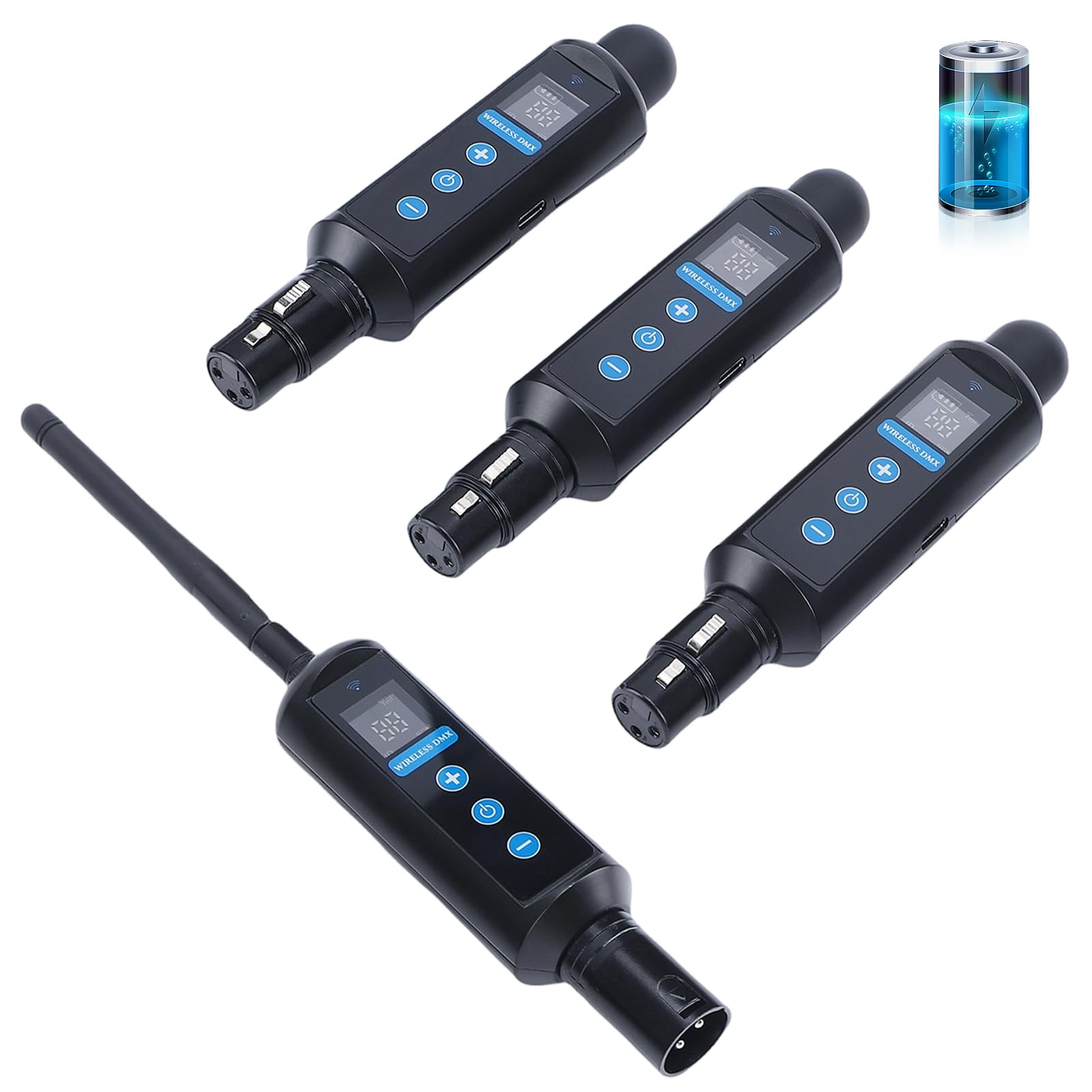 Tomshine Wireless DMX512 Controller Kit with Transmitter, 3 Touch Screen Battery-Powered Receivers 20 ID Groups for Party DJ Sho