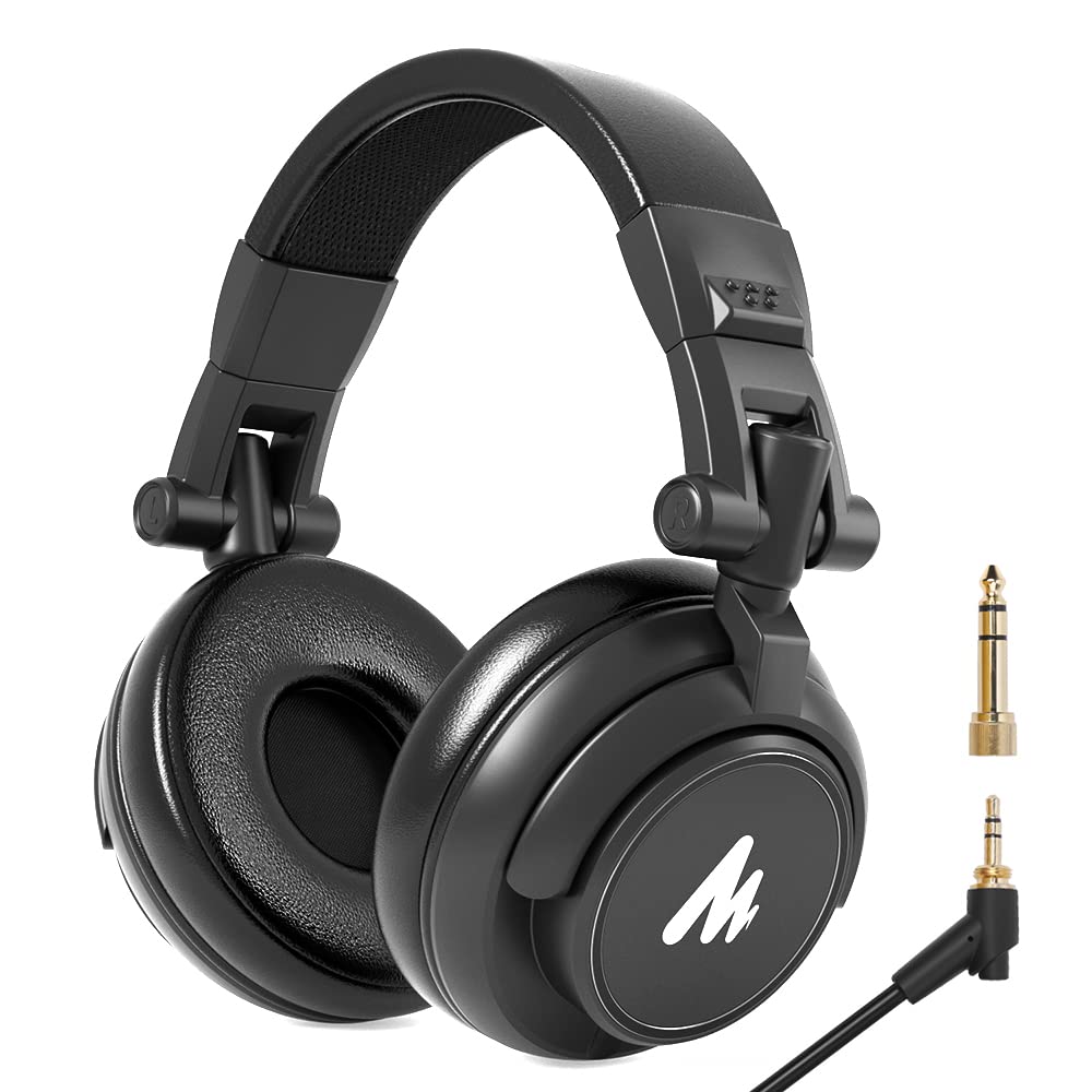 Maono 50Mm Drivers Studio Headphones Au-Mh601 Over Ear Stereo Monitor Closed Back Headphones For Music, Dj, Podcast (Black)