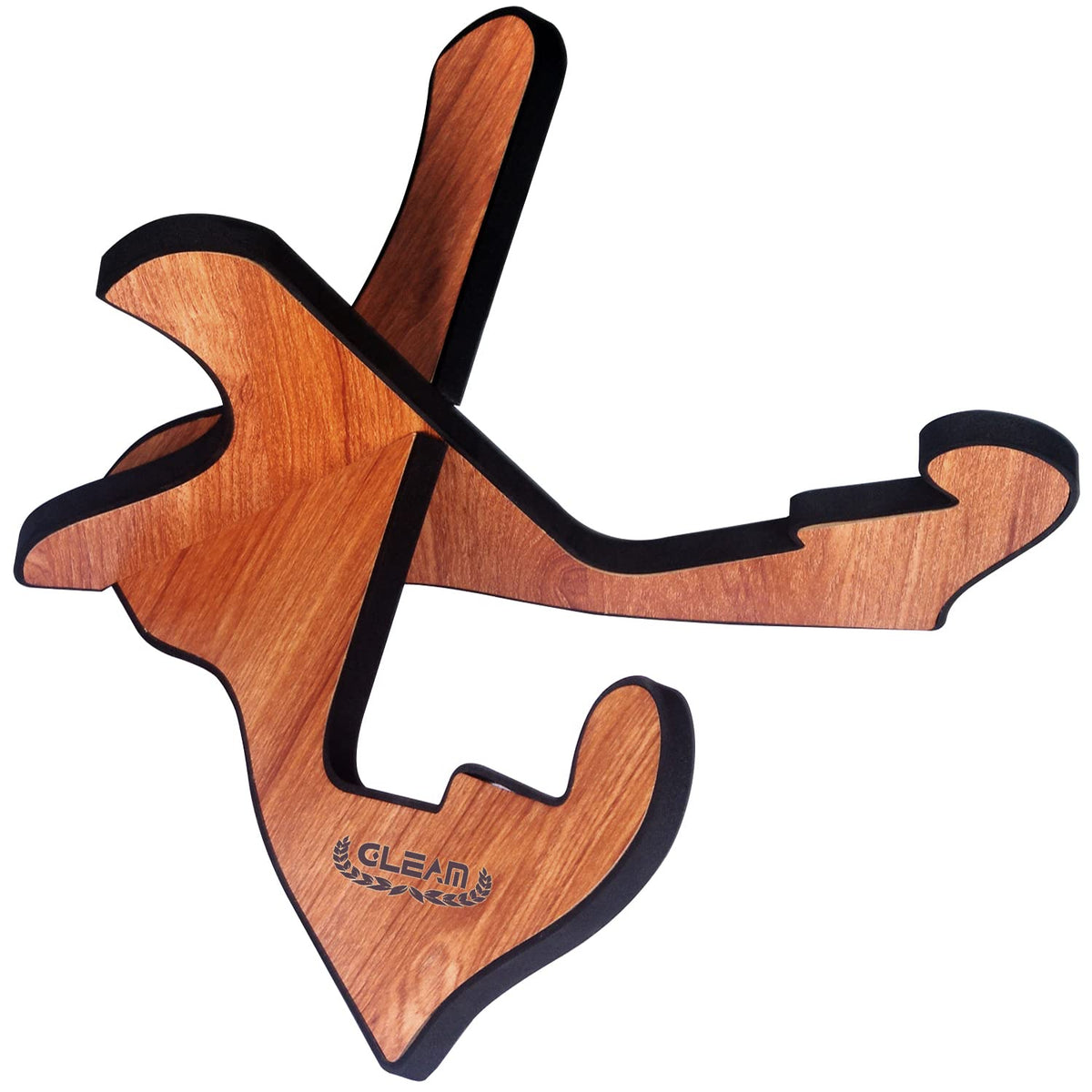 Gleam Guitar Stand - Universal Wooden For Acoustic Electric Guitar And Bass X-Frame Style Portable String Instrument Holder With