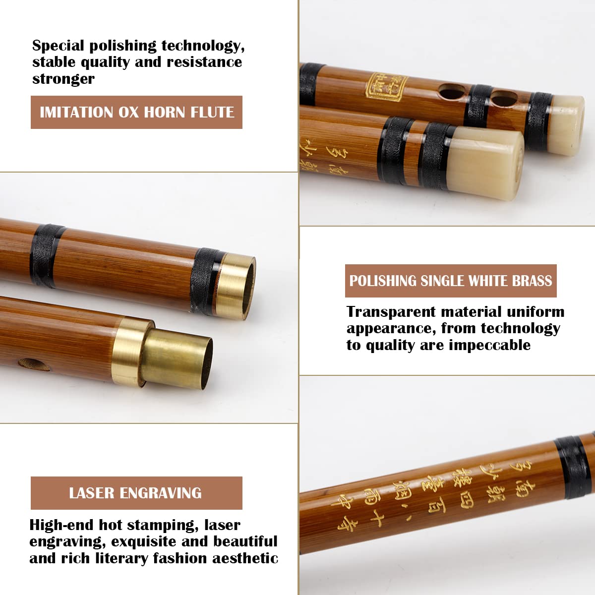 Bamboo Flute Musical Instruments Key C Wooden Flute Chinese Flute Instrument Chinese Bamboo Classic Musical Instrument for Kids