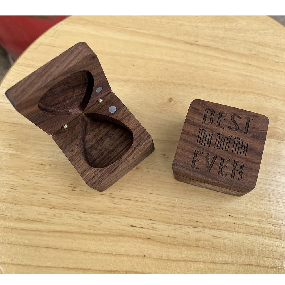 Best Dad Ever, Dad Guitar Chords Walnut Guitar Pick Storage Box, Father Gift from Daughter or Son, Guitar Dad Christmas Gift, 1