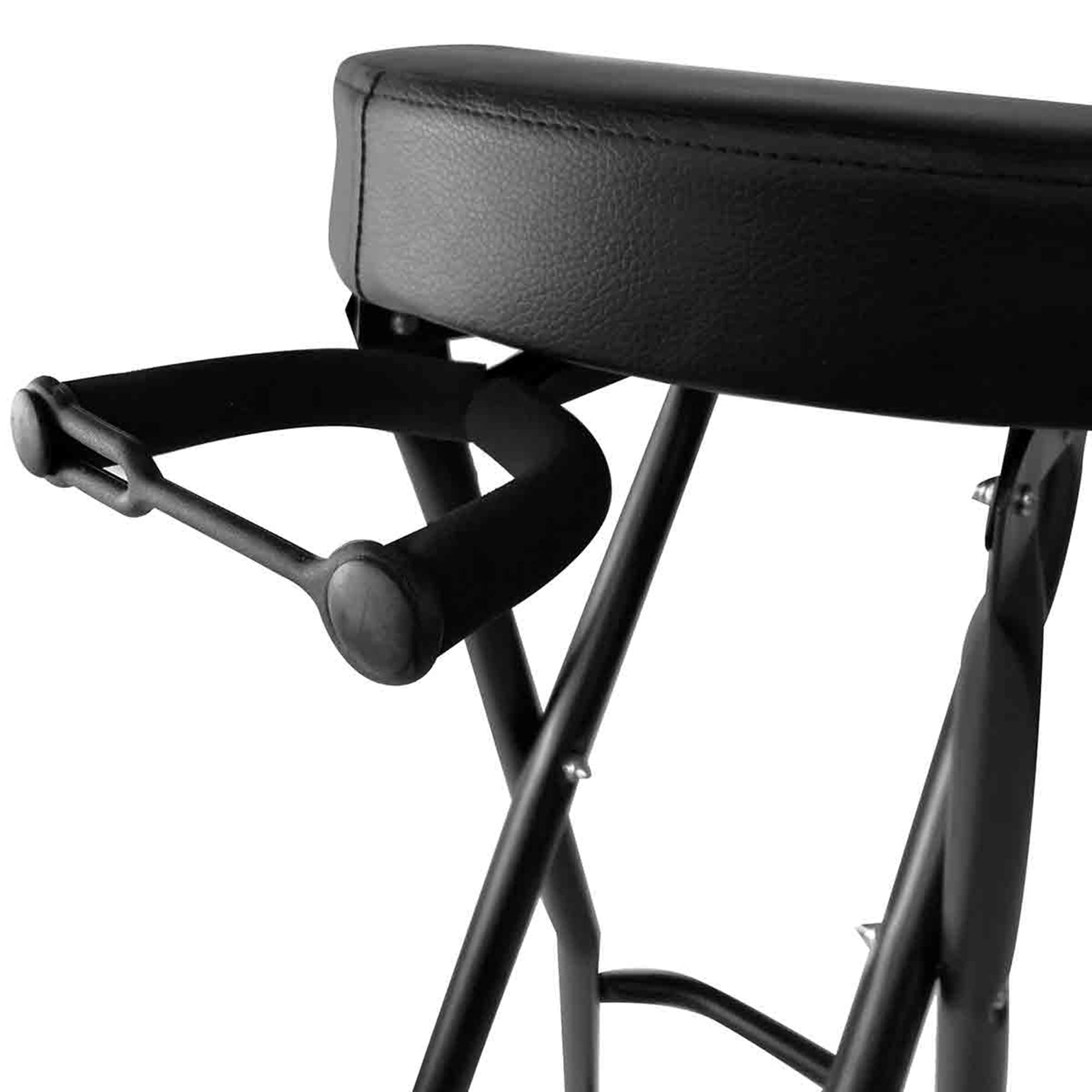 Gearlux Foldable Guitar Stool with Padded Seat, Built-in Guitar Stand, and Molded Cradles for Acoustic, Electric, and Bass Guita