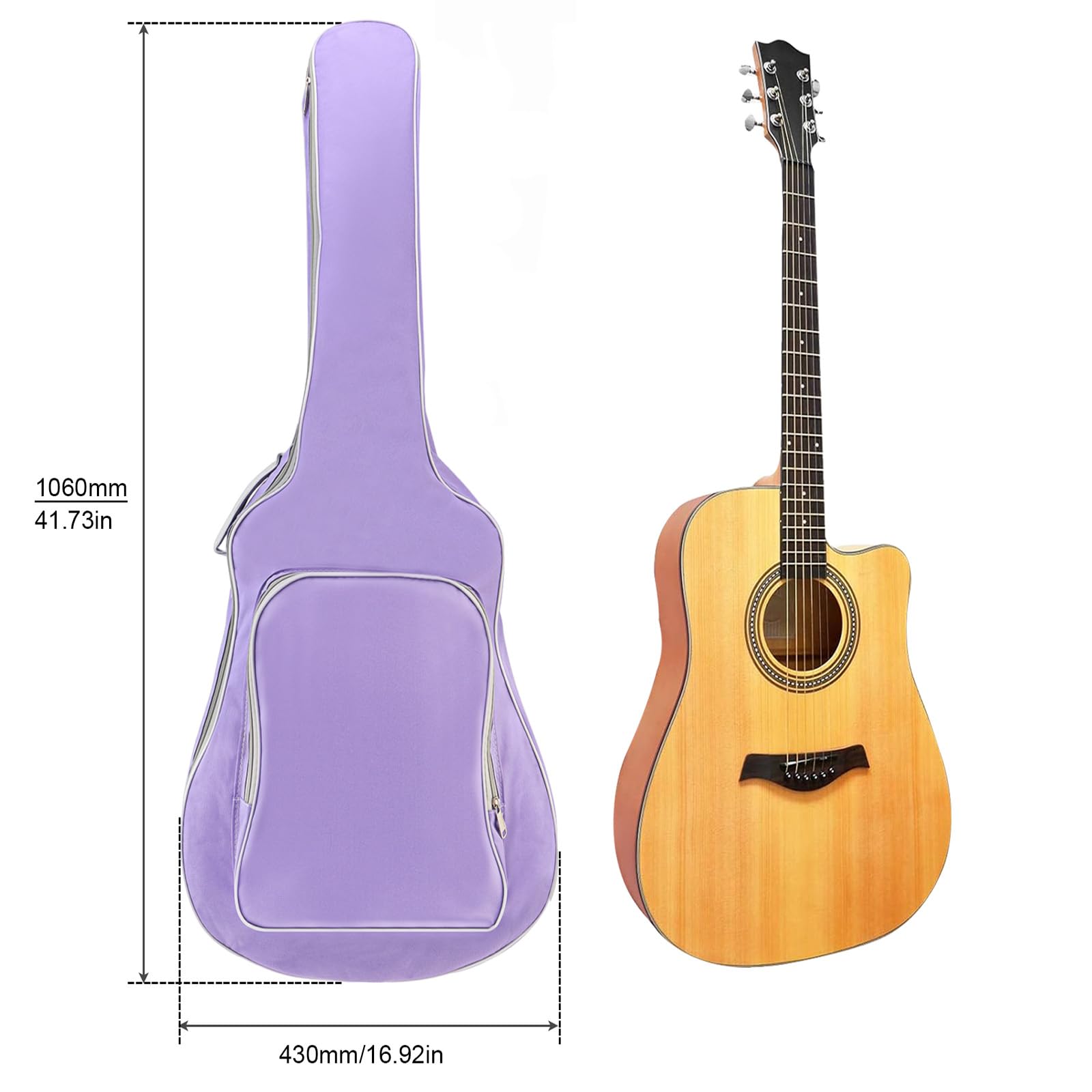 Acoustic Guitar Bag 40 41 Inch, Guitar Gig Bag, Double Shoulder Adjustable Straps Guitar Case, Waterproof Soft Guitar Backpack L