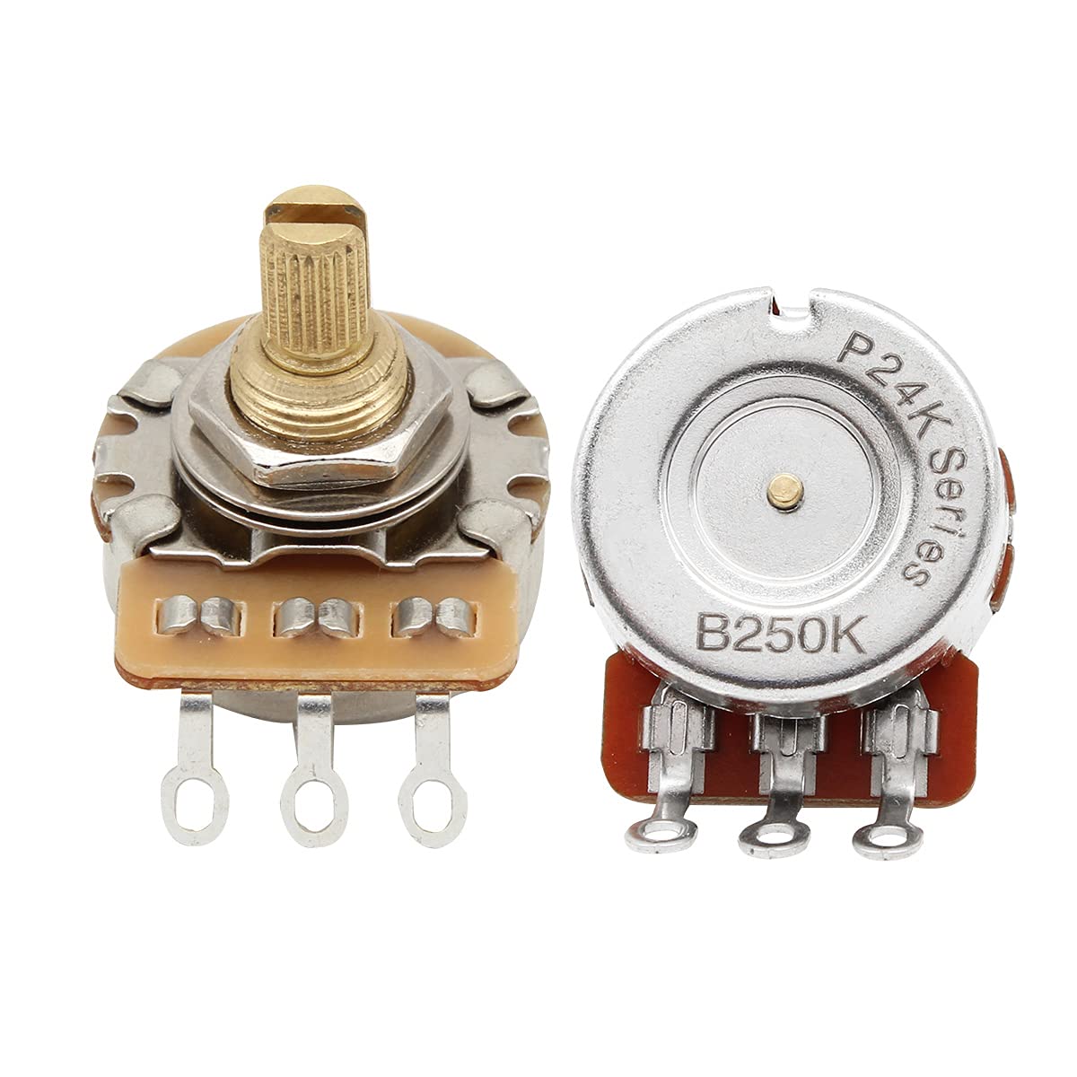 Fleor 250K Linear Pots 15.5Mm Short Split Shaft Guitar Potentiometer, Pack Of 2