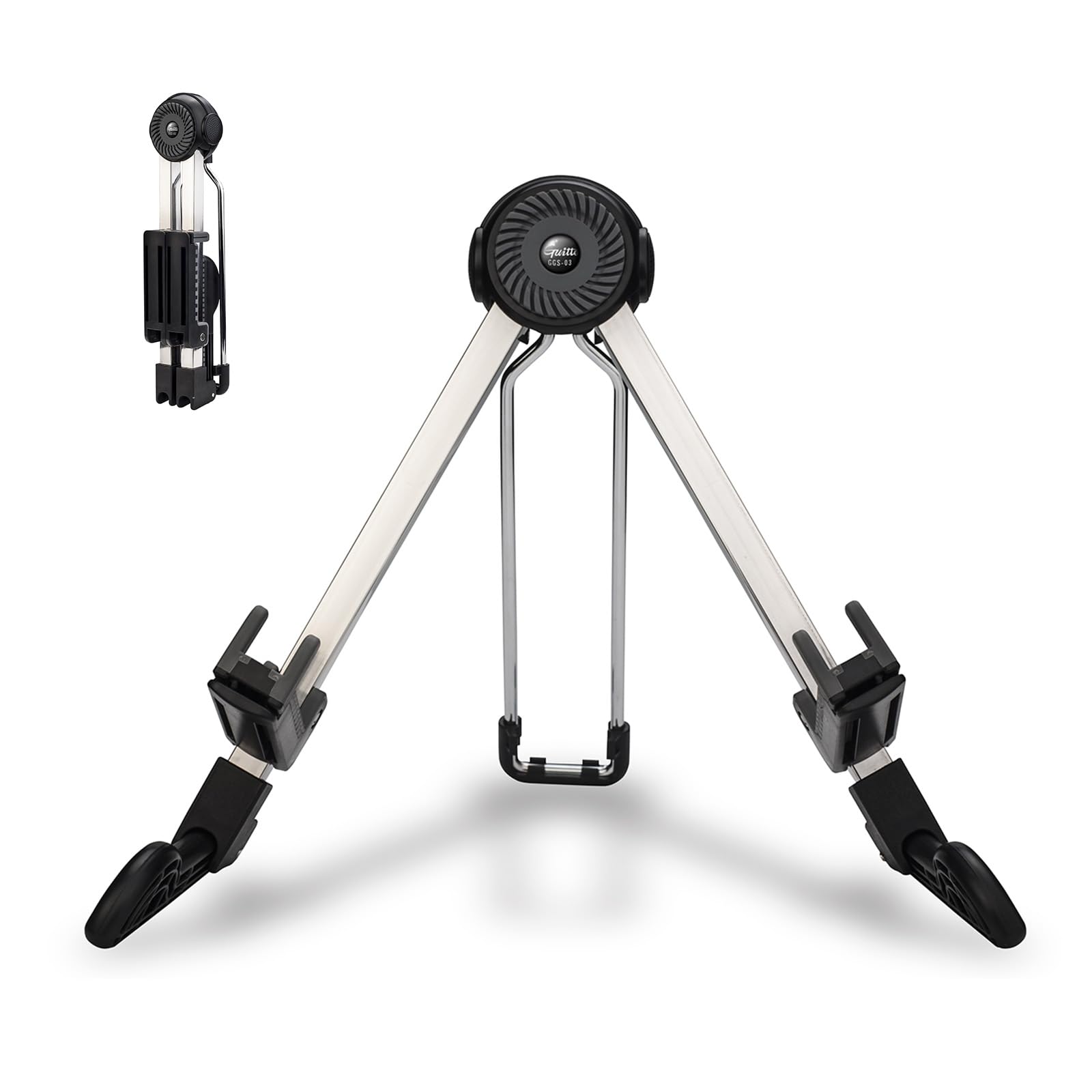 GUITTO Guitar Stand - Electric and Acoustic, Floor Standing Holder for Guitars, Bass, Banjo, Cello - Portable, Foldable, and Sma