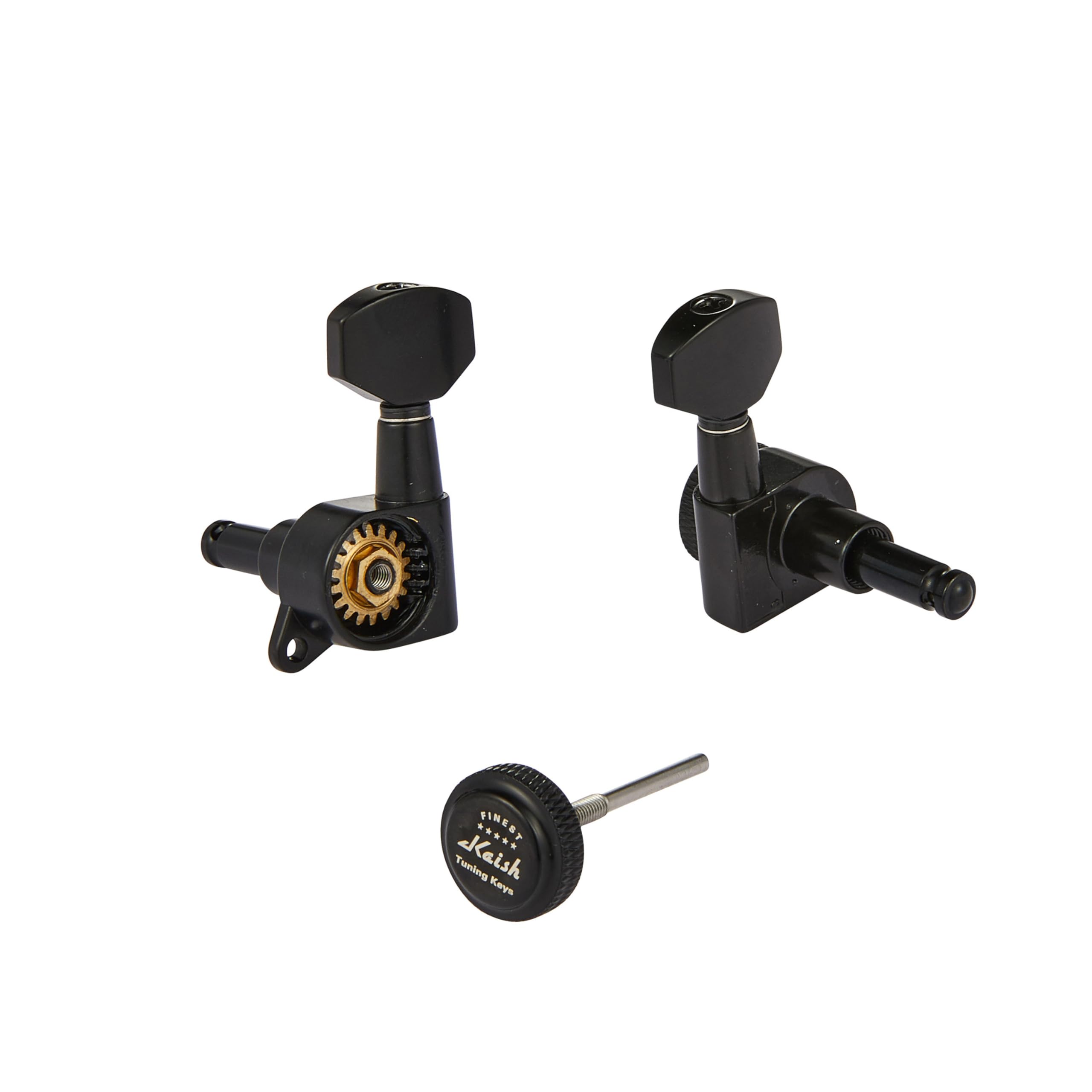 KAISH Lefty 18:1 Locking Tuners Tuning Keys Guitar Locking Tuning Machines with Mini Contemporary Buttons for Strat/Tele/Les Pau