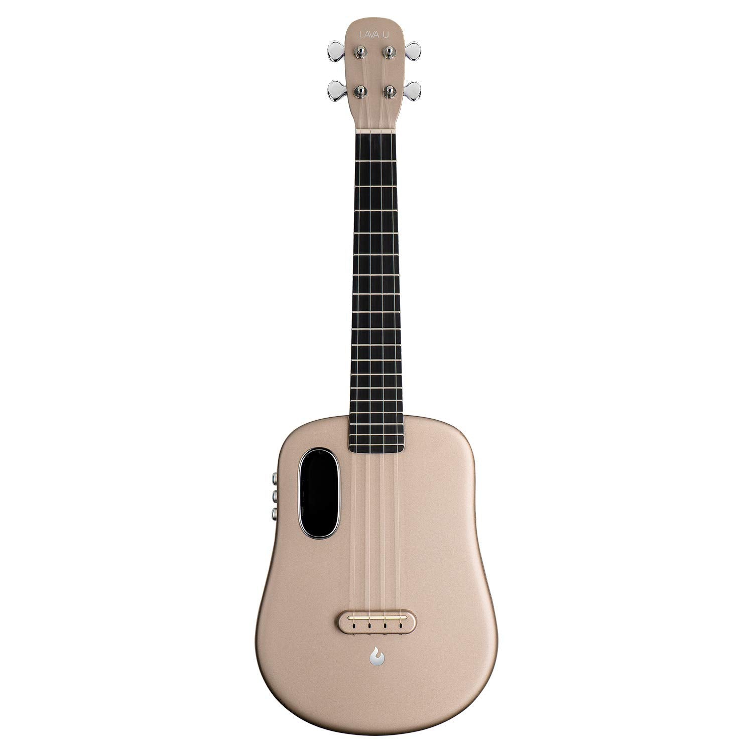 LAVA U Carbon Fiber Ukulele with Effects Tenor Travel Ukulele with Case Pick and Charging Cable (FreeBoost, Sparkle Gold, 26-inc