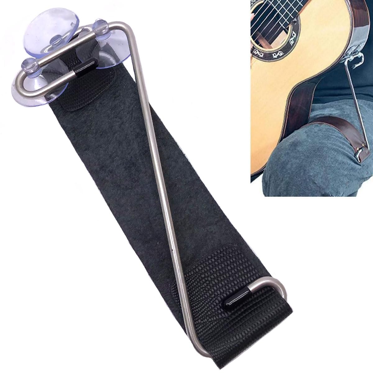 Tuoren Guitar Balance Support - Leather Classical Rest, Z Shape Foot Stool Strap, Professional Lifter Leg Rest Bracket For Playe