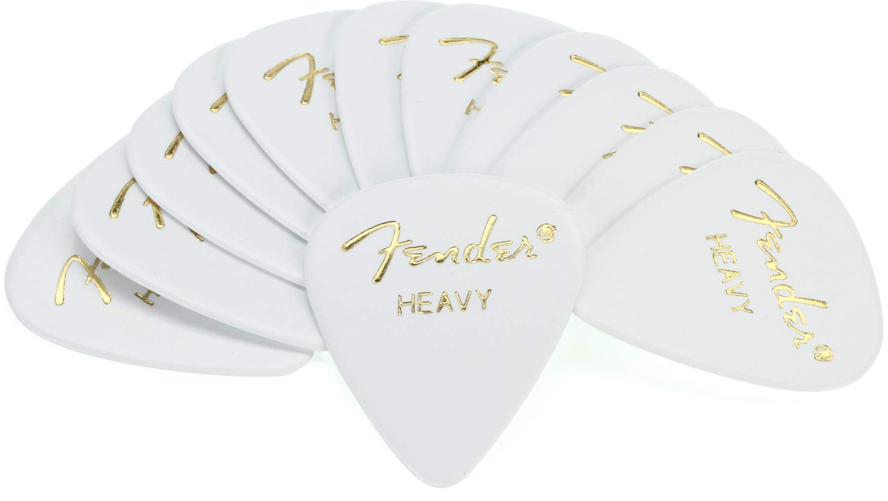 Fender Classic Celluloid Guitar Picks 351 Shape, White, Heavy, 12-Pack