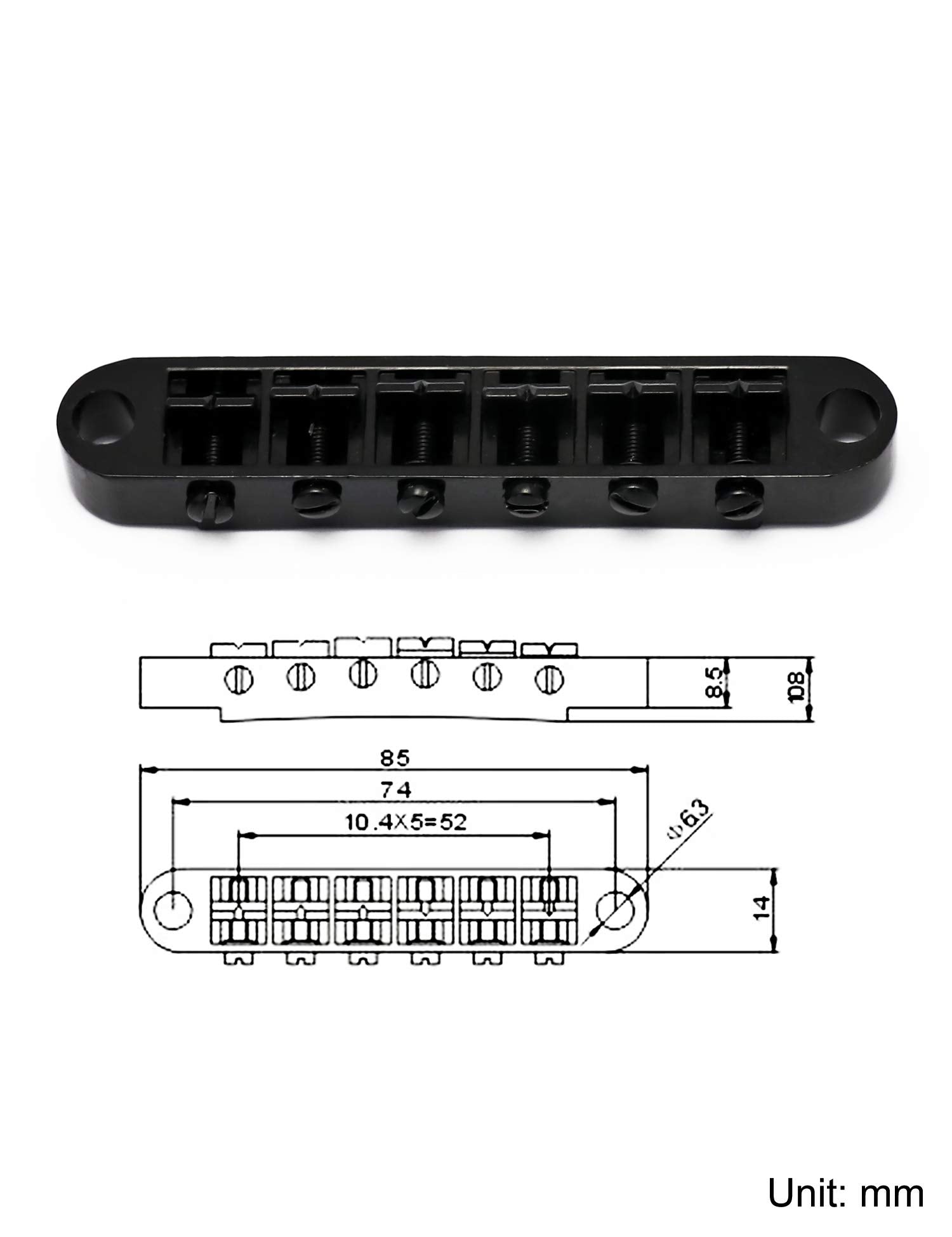 Metallor Tune-O-Matic Electric Guitar Bridge for SG Les Paul LP Style Guitar Parts Replacement. (Black)