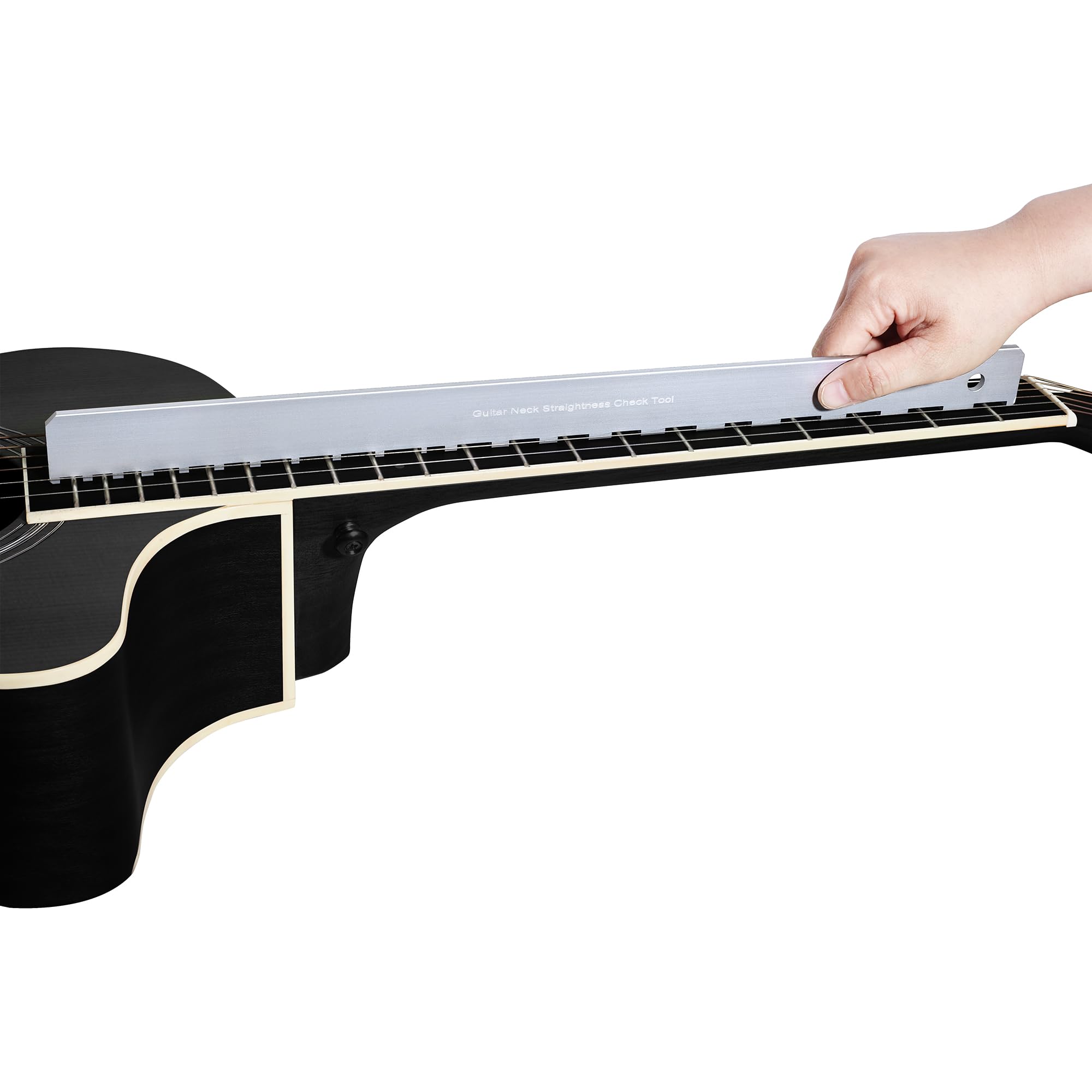 Muzikion 4mm Thick Guitar Neck Notched Straight Edge, Professional Guitar Neck Maintenance Setup Tool, Luthiers Repair Tool for