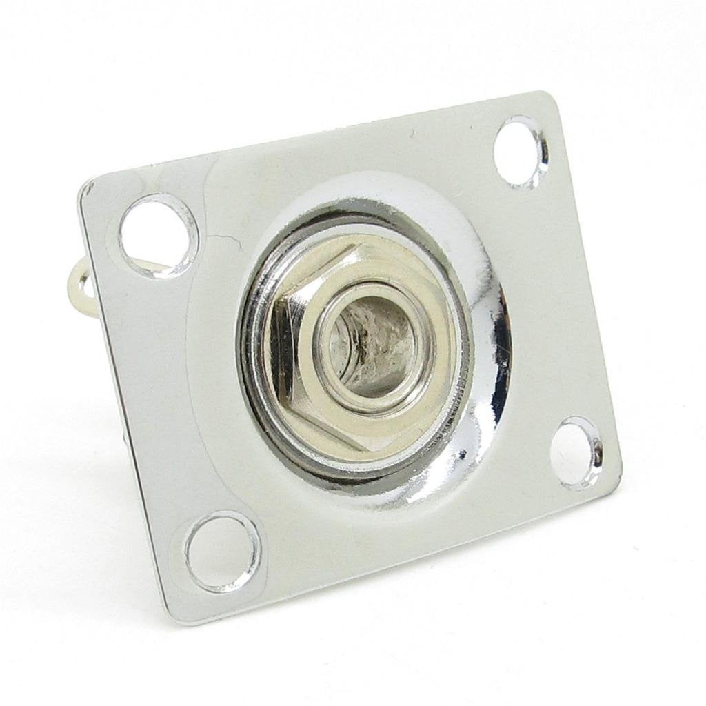 Chrome Square Style Jack Plate Guitar Bass Jack 6.35mm Output Input Jack