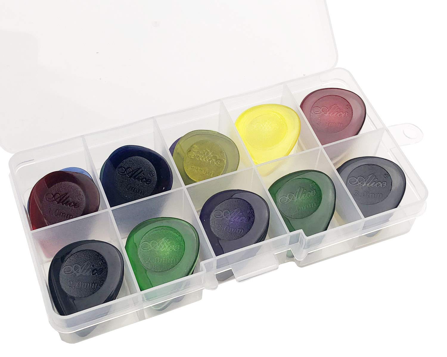 30pcs Alice Durable Clear Large Size Bass Rock Heavy Metal Guitar Picks Plectrum 1.0/2.0/3.0 mm With Pick Case Storage Box