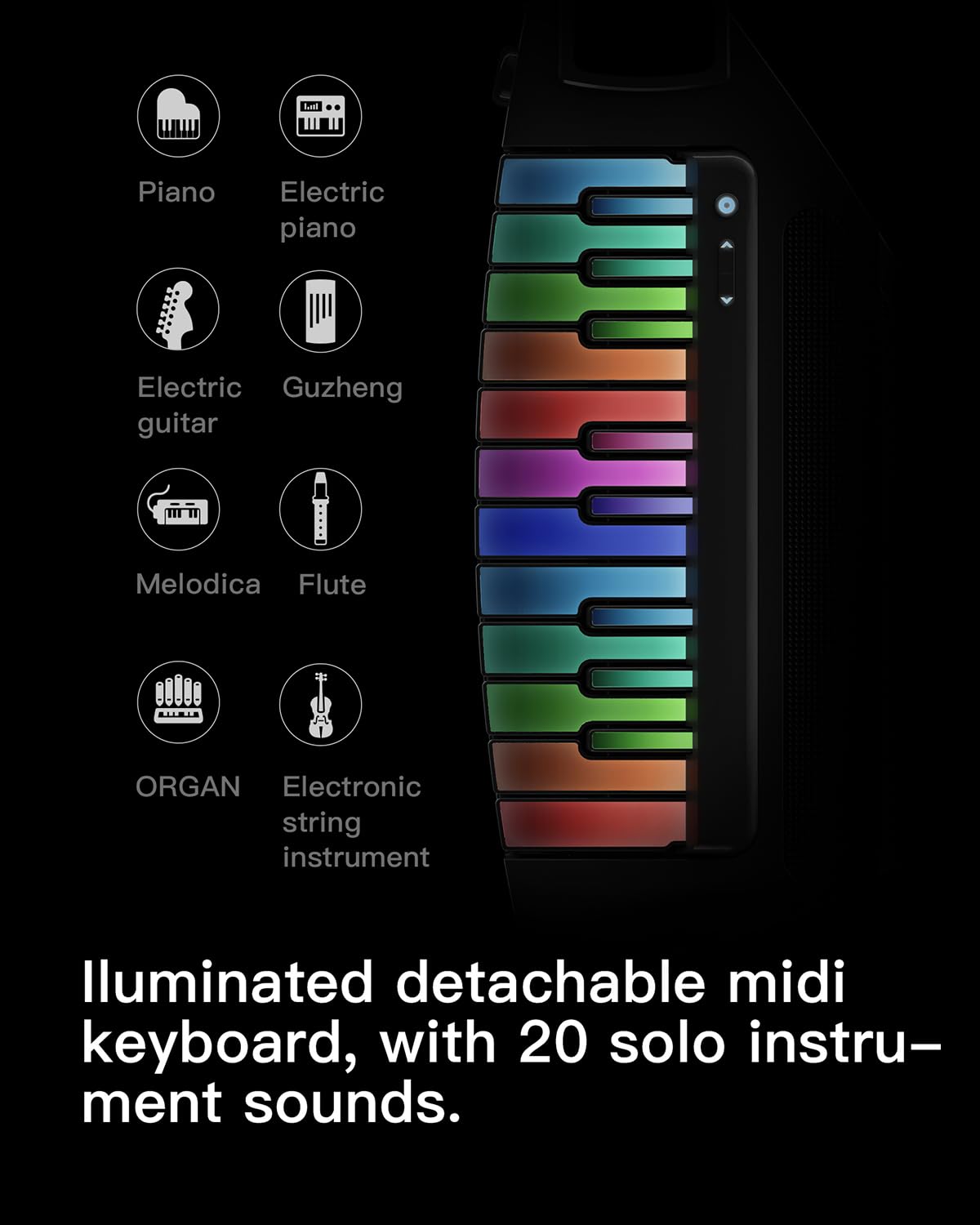 Enya CYBER-G Stringless Smart Guitar, Foldable Travel Backing Guitarra, Built-in Drum Machine & Bassline, 20 instrument Sounds f