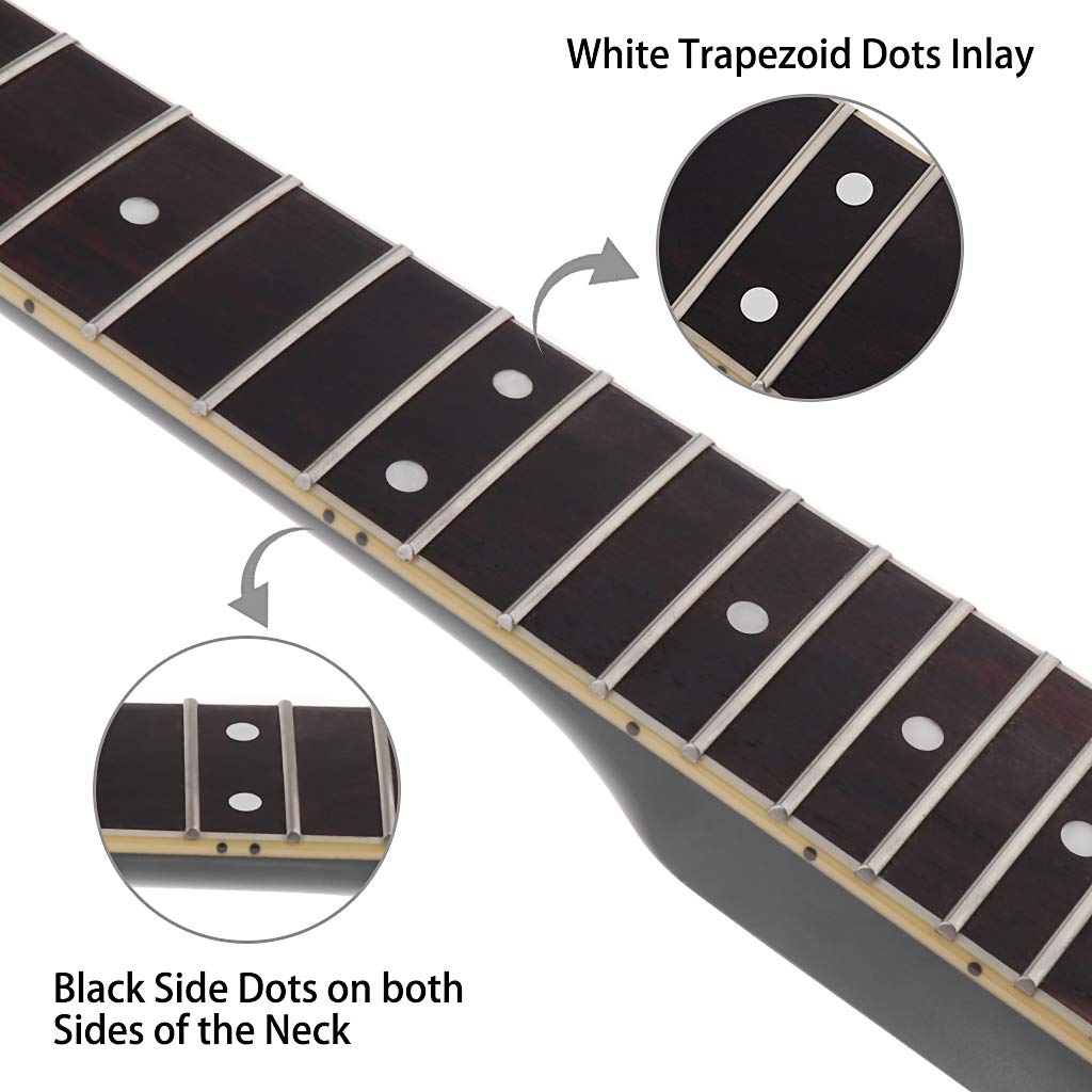Alnicov Electric Guitar Neck DIY For Gibson LP Guitars Parts Replacement 22 Fret Maple Neck Rosewood Fretboard with White Dots I