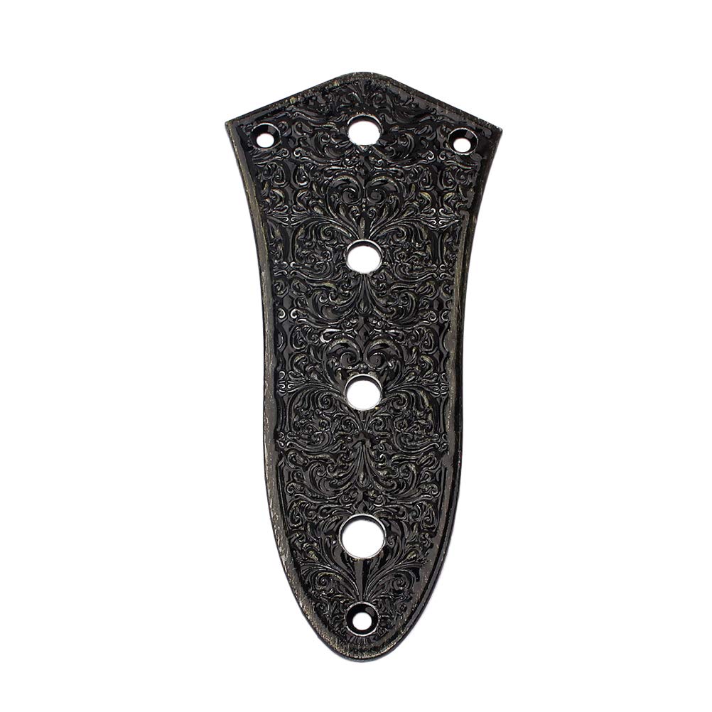 Artibetter 4-Hole Jazz Bass Control Plate Vintage Alloy Jazz Bass Parts (Black)