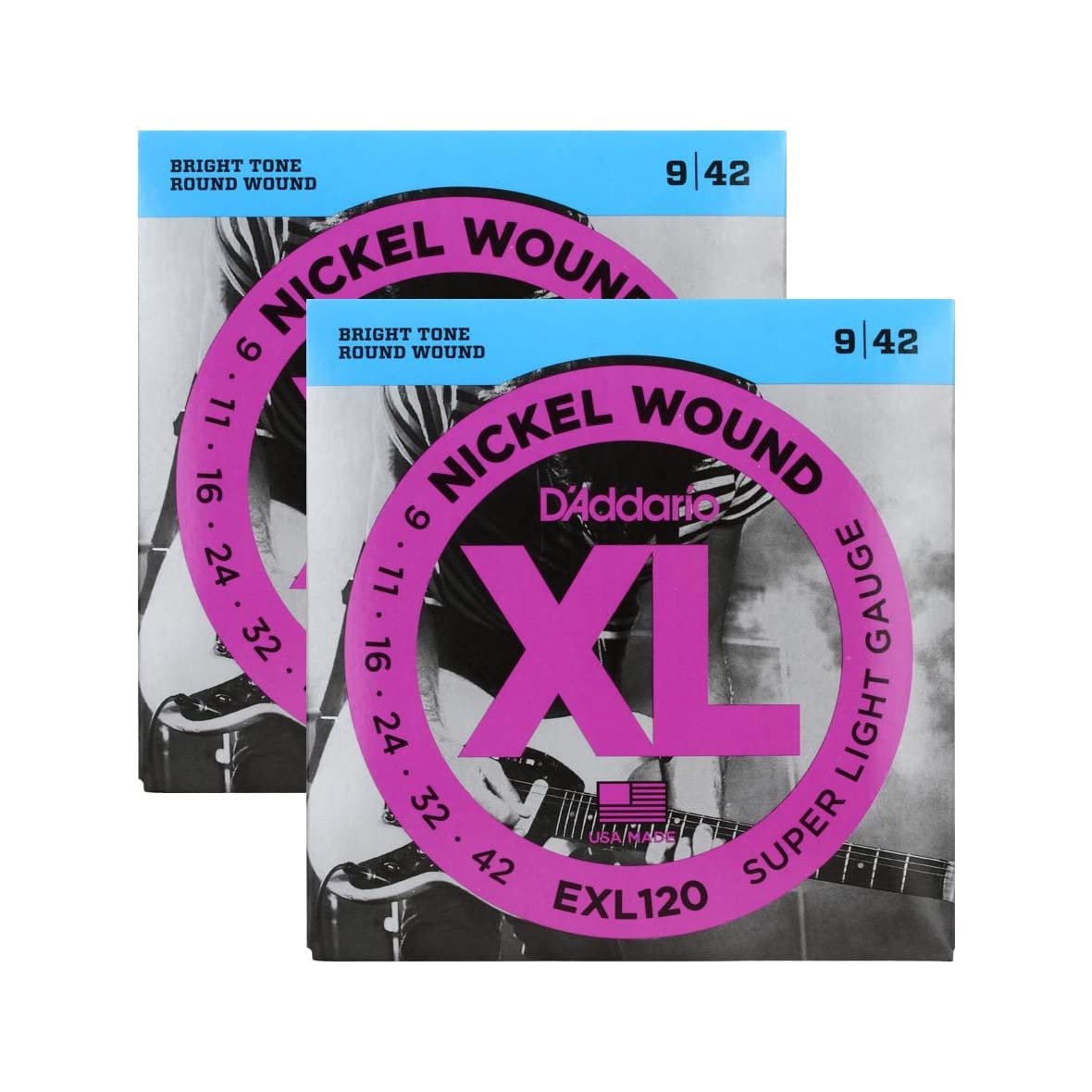 D'Addario Super Light Nickel Wound Electric Guitar Strings 9-42 2 Pack