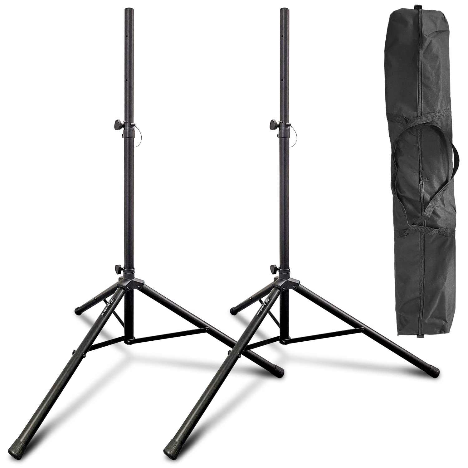 Heavy-Duty DJ Tripod Stands (Pair) with Bag by AxcessAbles| Adjustable Height 42 to 72 PA Speaker Stands| 80lb Portable PA Stand